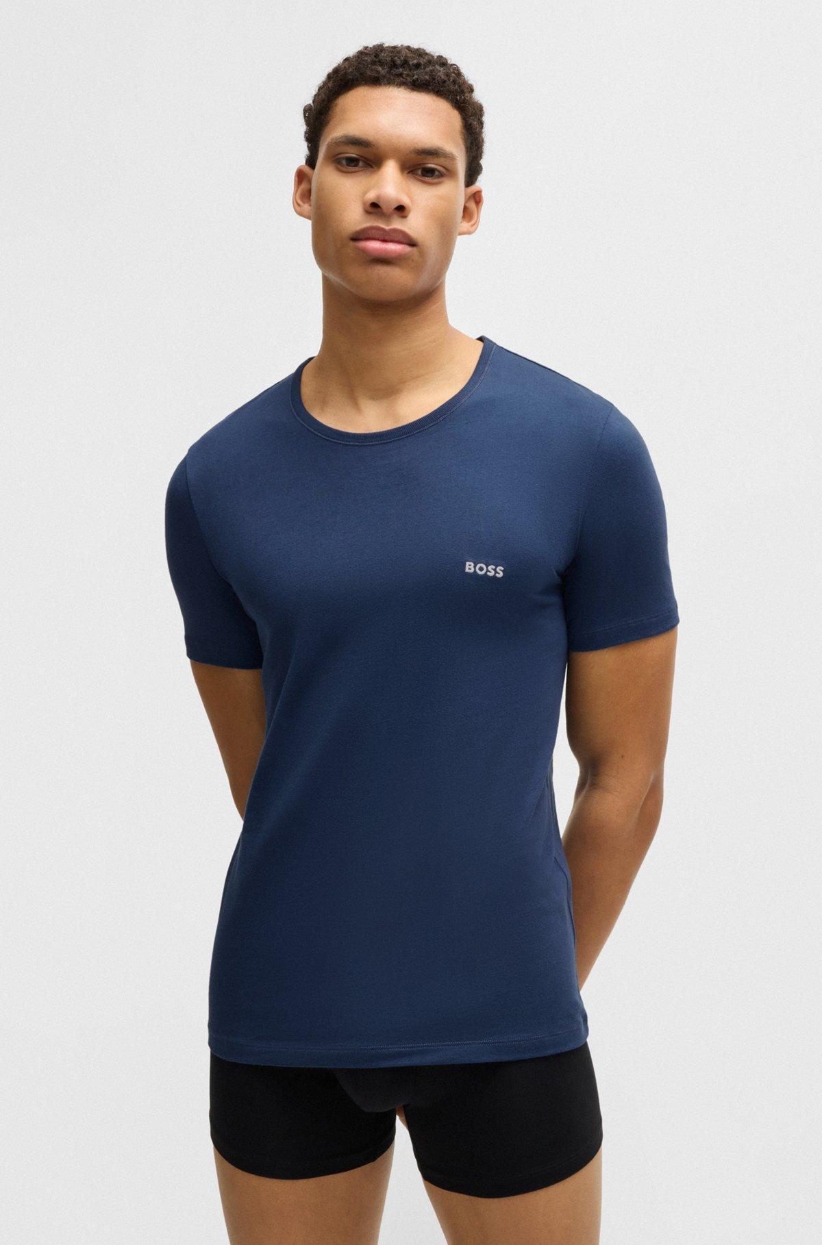 Three-pack of cotton underwear T-shirts with logo embroidery Product Image