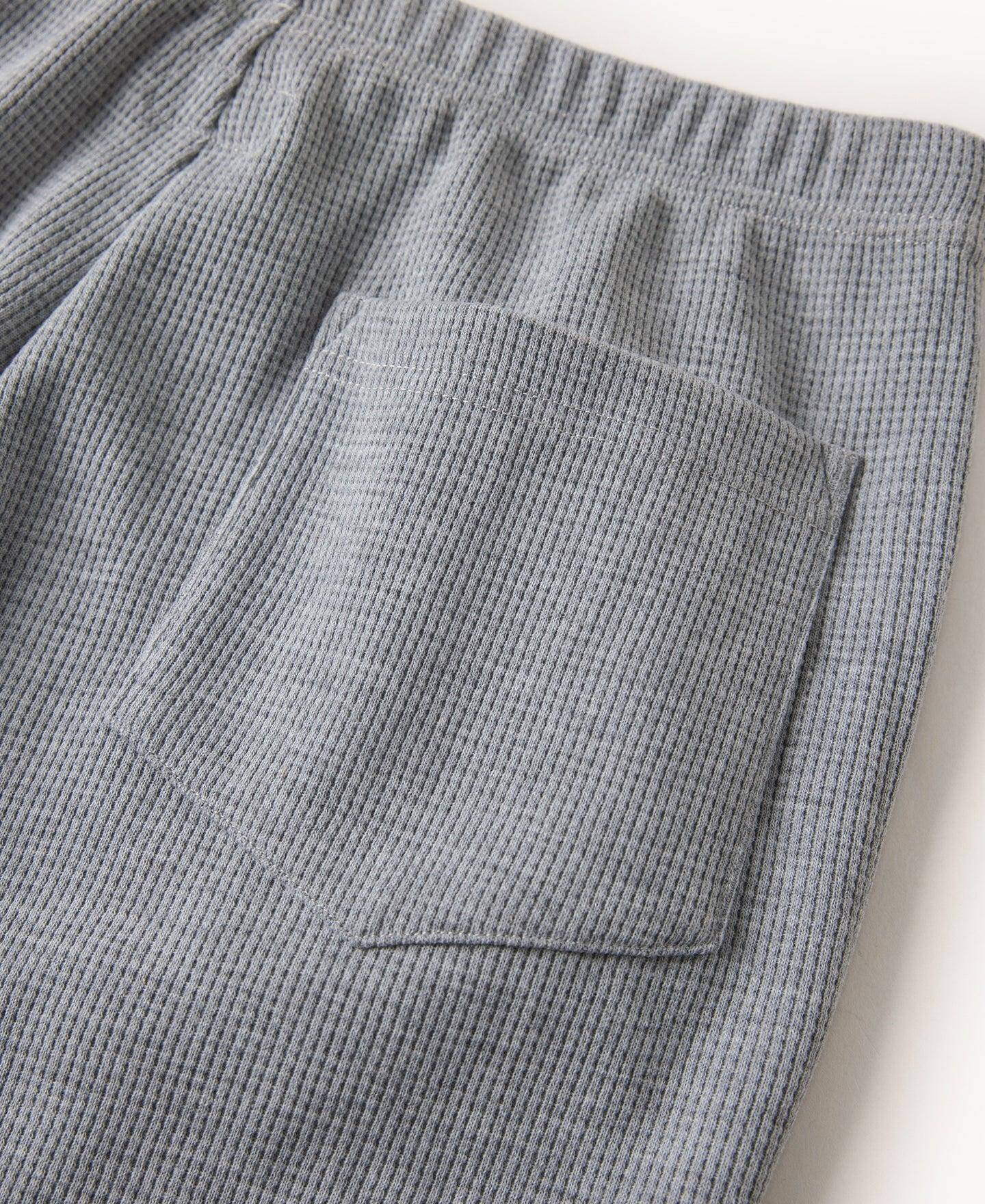 1970s Heavyweight Waffle Knit Jogger Pants - Gray Product Image