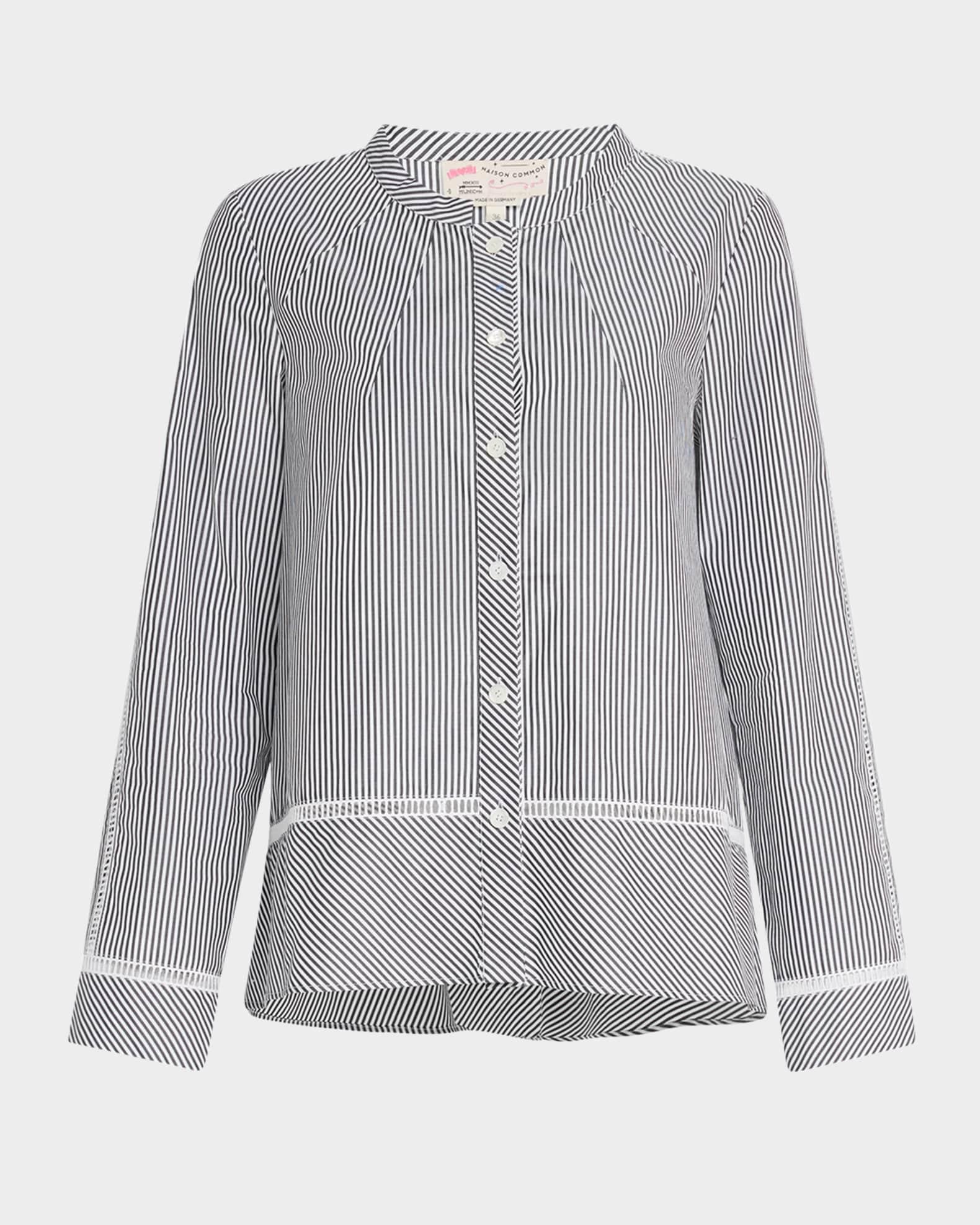 Striped Cotton Shirt with Lattice Detail Product Image