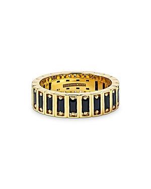 Suzanne Kalan Mens 18K Yellow Gold Inlay Black Sapphire Eternity Band Product Image
