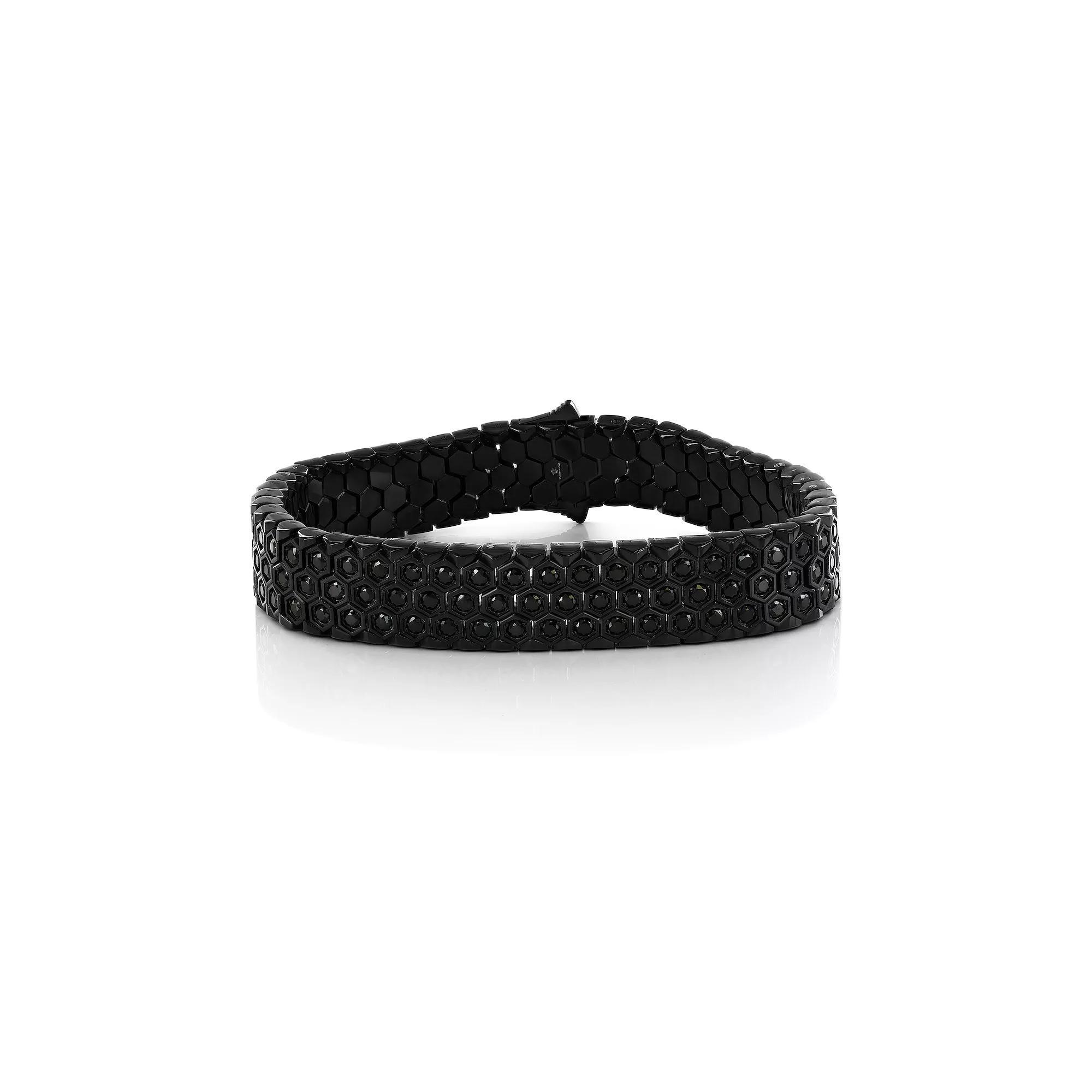 Men's Metallo Stainless Steel Cubic Zirconia Honeycomb Bracelet, Size: 8.5", Black Product Image