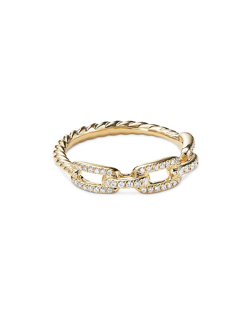 David Yurman Stax Single Row Pave Chain Link Ring with Diamonds in 18K Gold Product Image