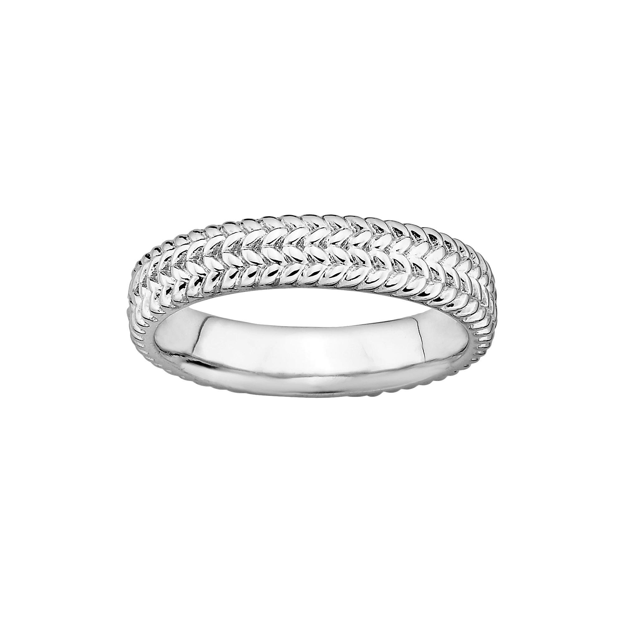 Stacks & Stones Sterling Silver Herringbone Stack Ring, Women's, Size: 10 Product Image