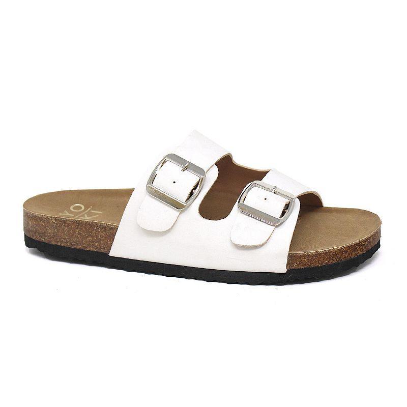 Yoki Gian 91 Women's Double Buckle Slide Sandals, White Product Image