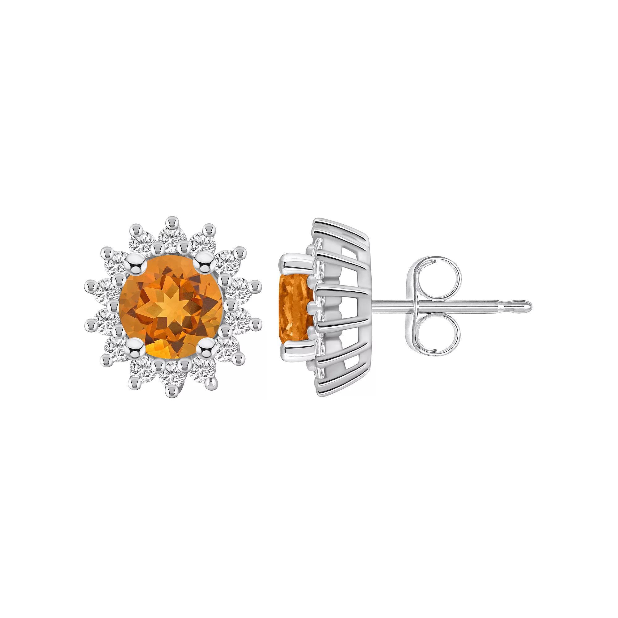 Alyson Layne 14k Gold Round Amethyst 1/2 Carat T.W. Diamond Halo Stud Earrings, Women's Product Image
