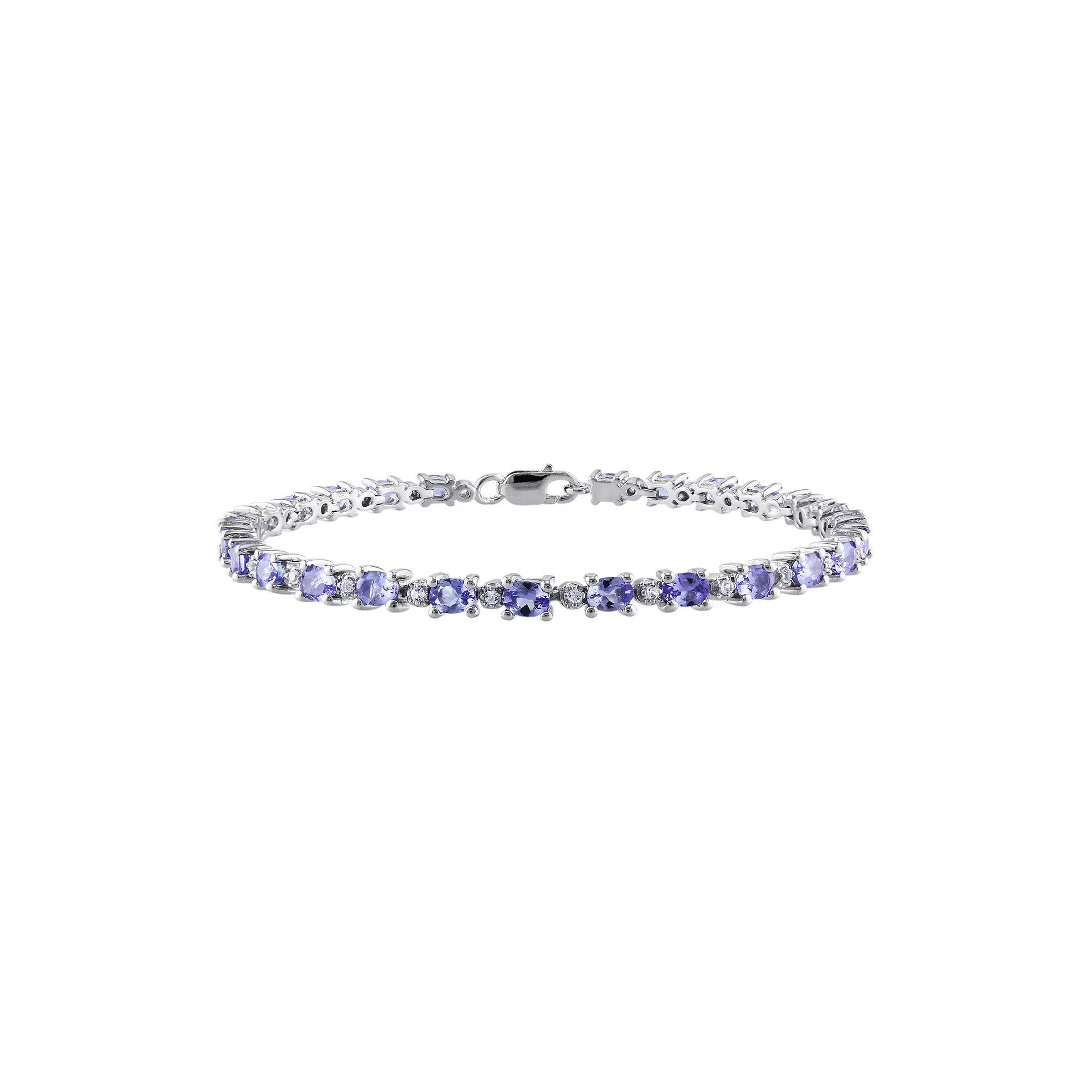 Tanzanite & White Topaz Sterling Silver Bracelet, Women's, Size: 7", Purple Product Image