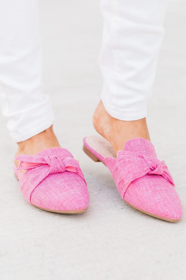 Audry Pink Tweed Bow Mule Flats FINAL SALE Product Image