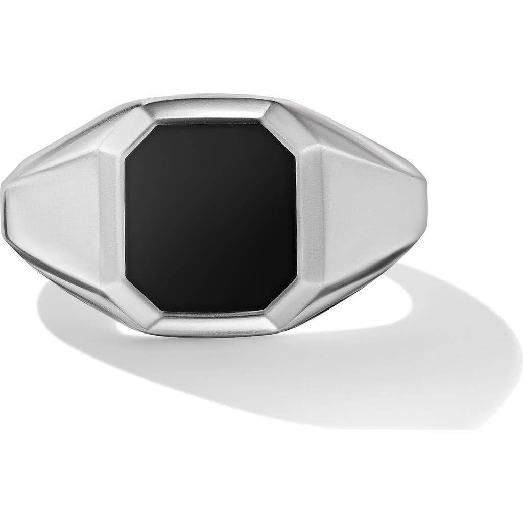 David Yurman Mens Streamline Signet Ring in Sterling Silver with Black Onyx, 14mm Product Image