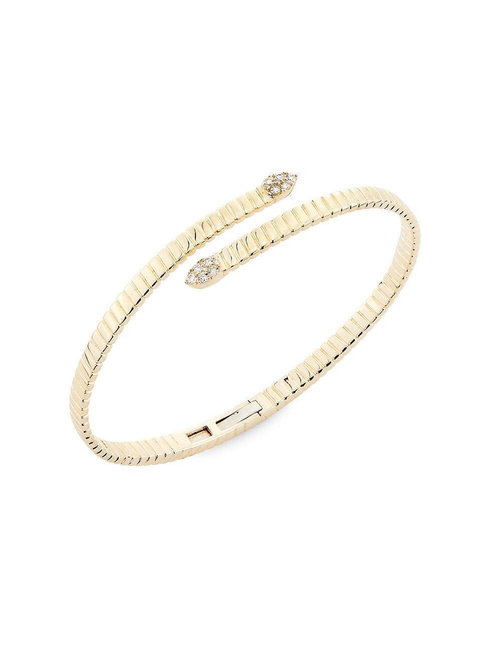 Womens 14K Yellow Gold & 0.18 TCW Diamond Cuff Product Image