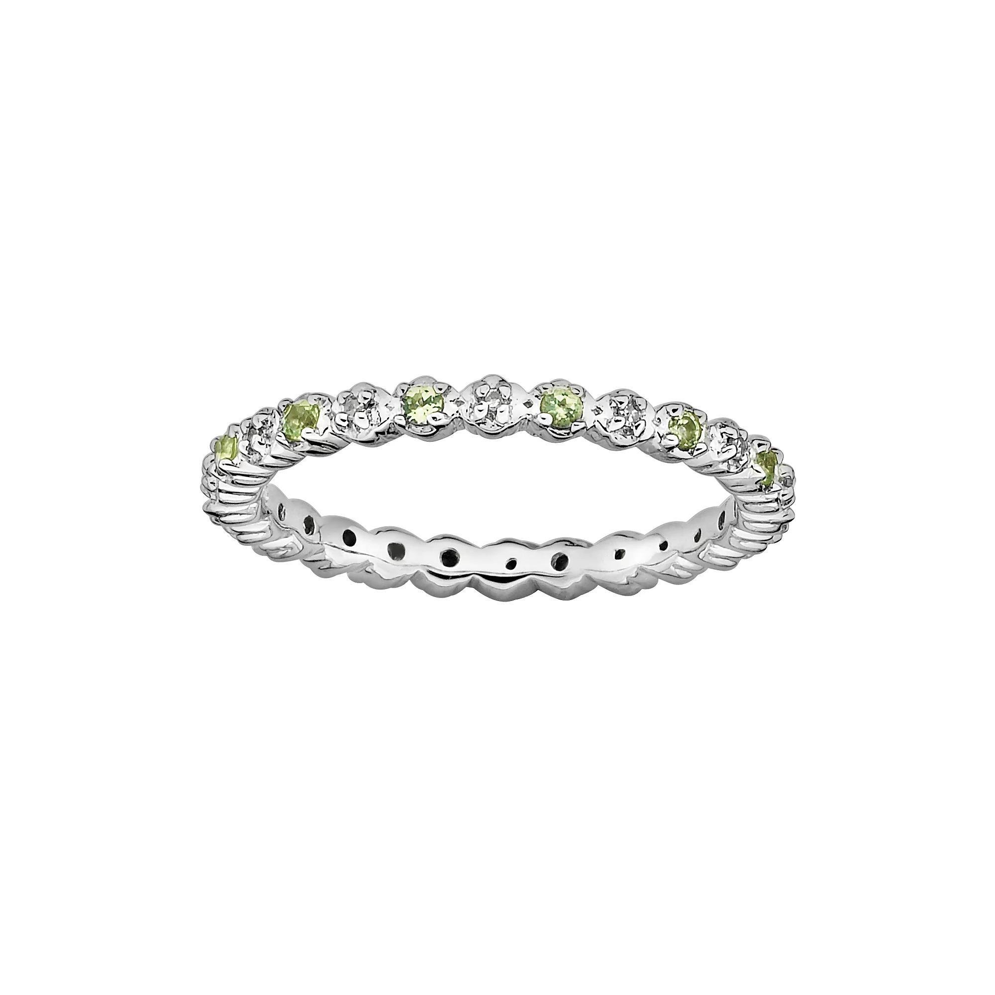 Stacks & Stones Sterling Silver Peridot & Diamond Accent Stack Ring, Women's, Size: 8 Product Image