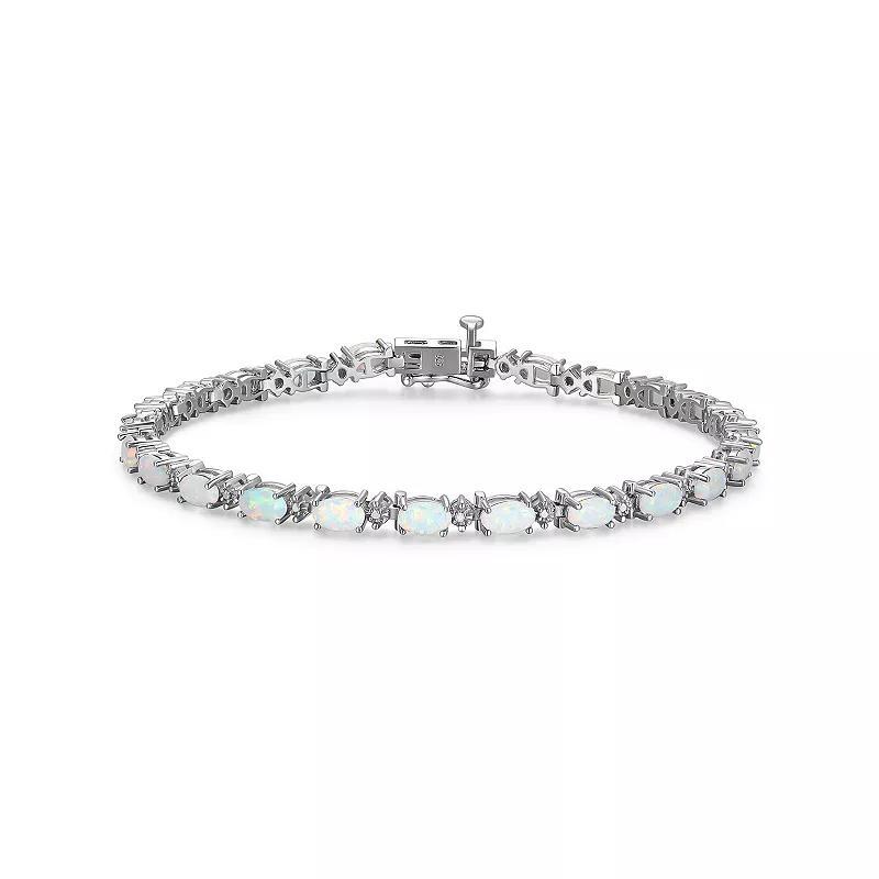 Sterling Silver Birthstone Diamond Accent Tennis Bracelet, Women's, Size: 7.25", Created White October Product Image