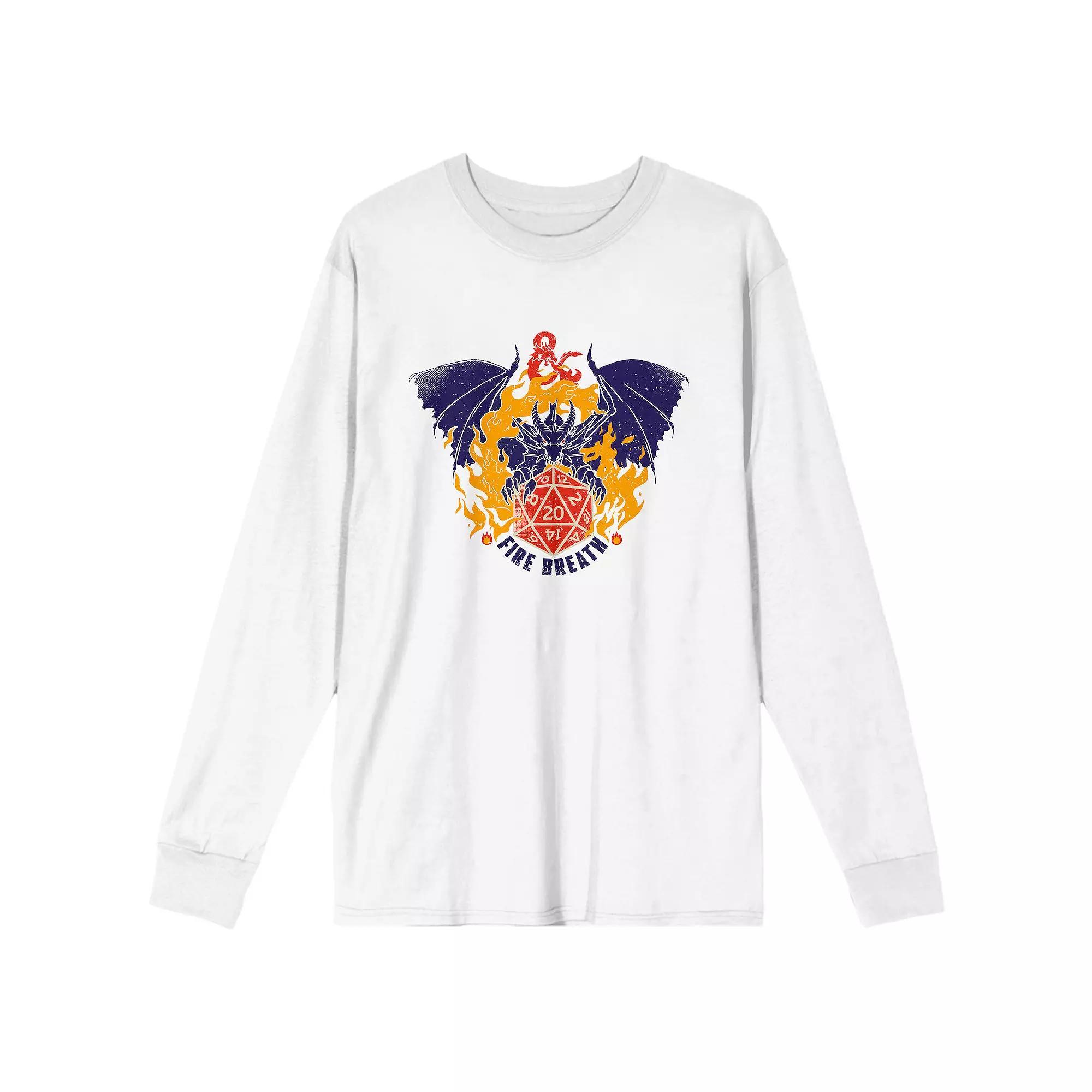 Men's Dungeons & Dragons Fire Breath Long Sleeve Tee, Size: XXL, White Product Image