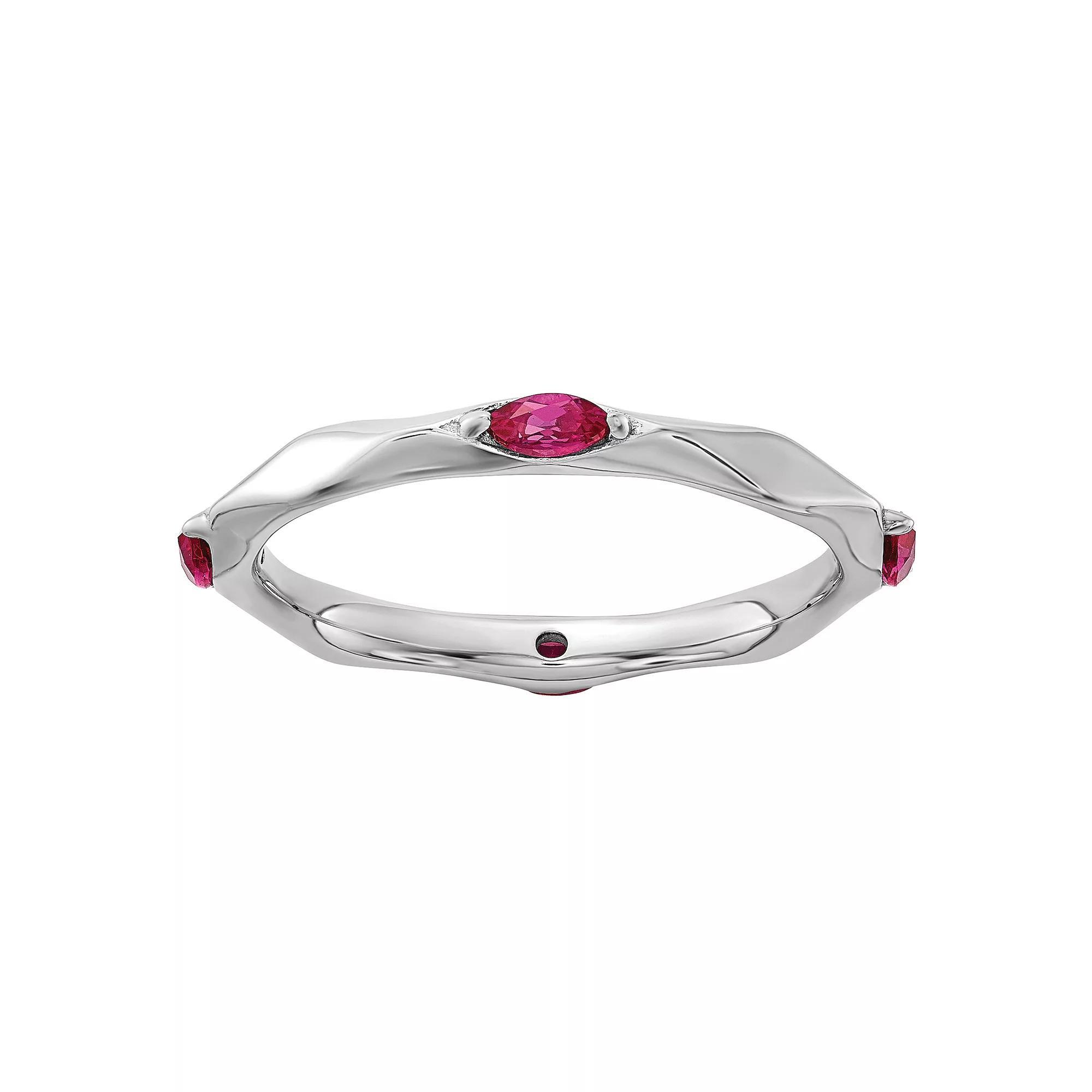 Stacks & Stones Sterling Silver Gemstone Stackable Ring, Women's, Size: 8, Red Product Image