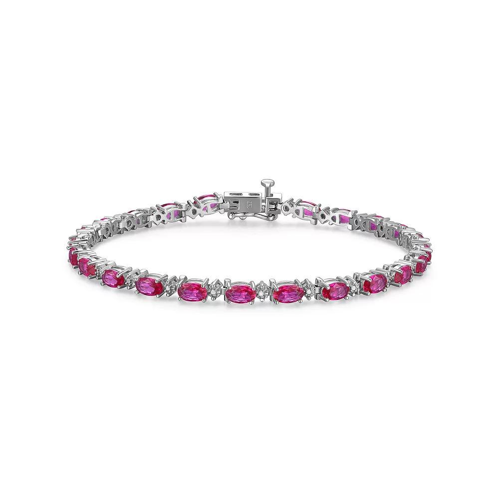 Sterling Silver Birthstone Diamond Accent Tennis Bracelet, Women's, Size: 7.25", Created Red July Product Image