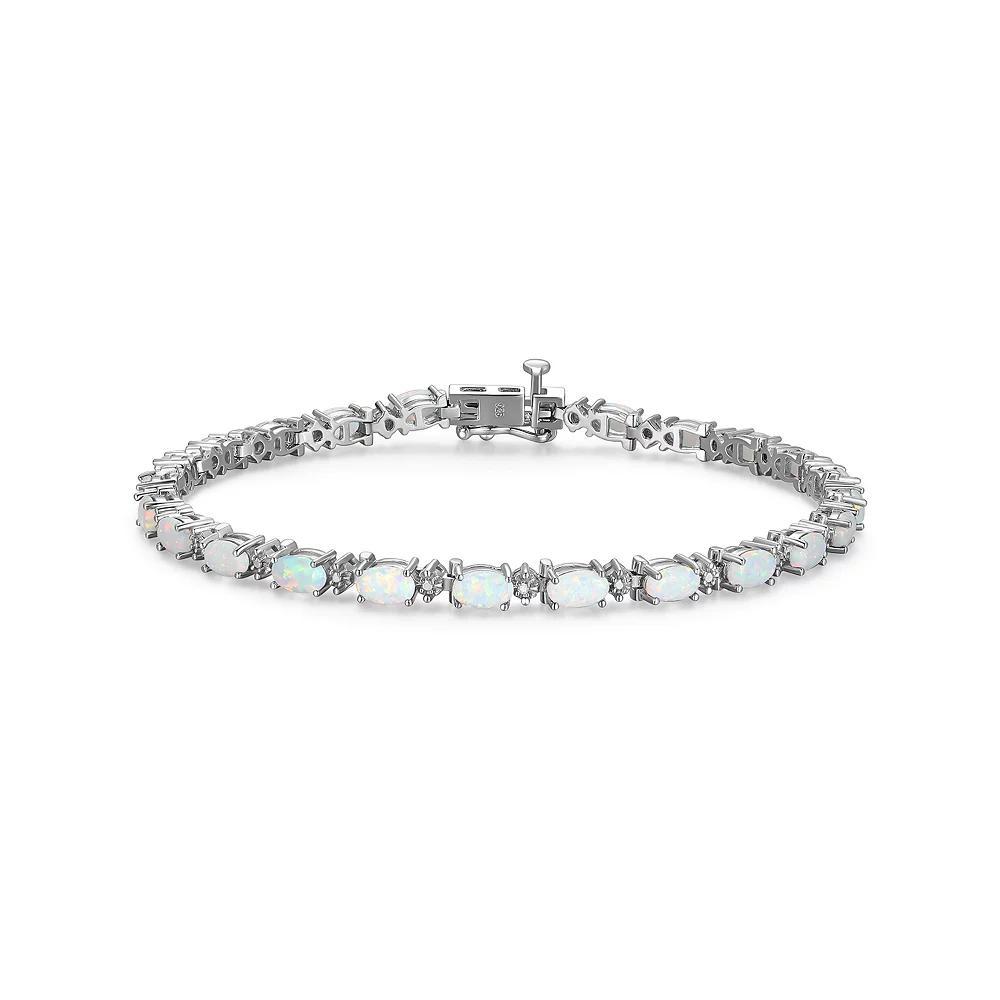 Sterling Silver Birthstone Diamond Accent Tennis Bracelet, Women's, Size: 7.25", Created White October Product Image