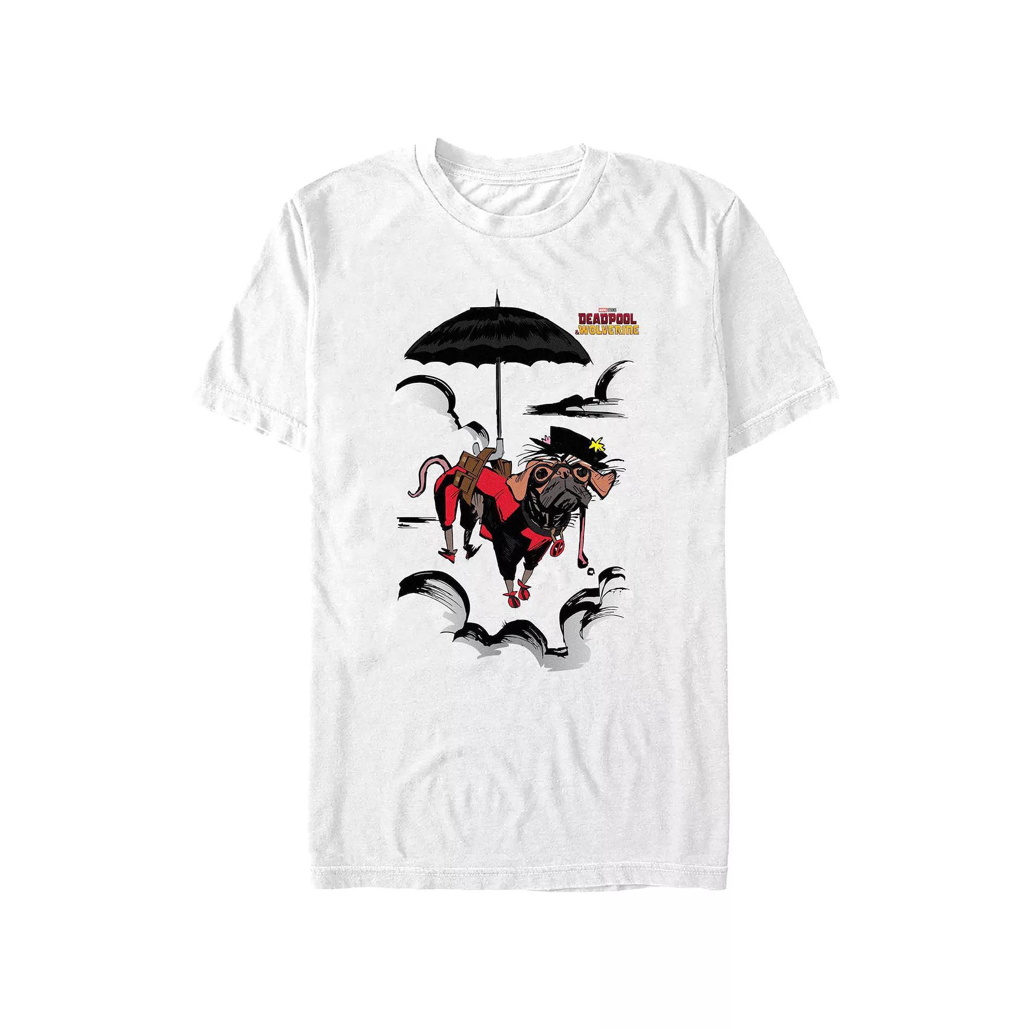 Men's Deadpool And Wolverine Dogpool Mary Poppins Clouds Graphic Tee, Size: XL, White Product Image
