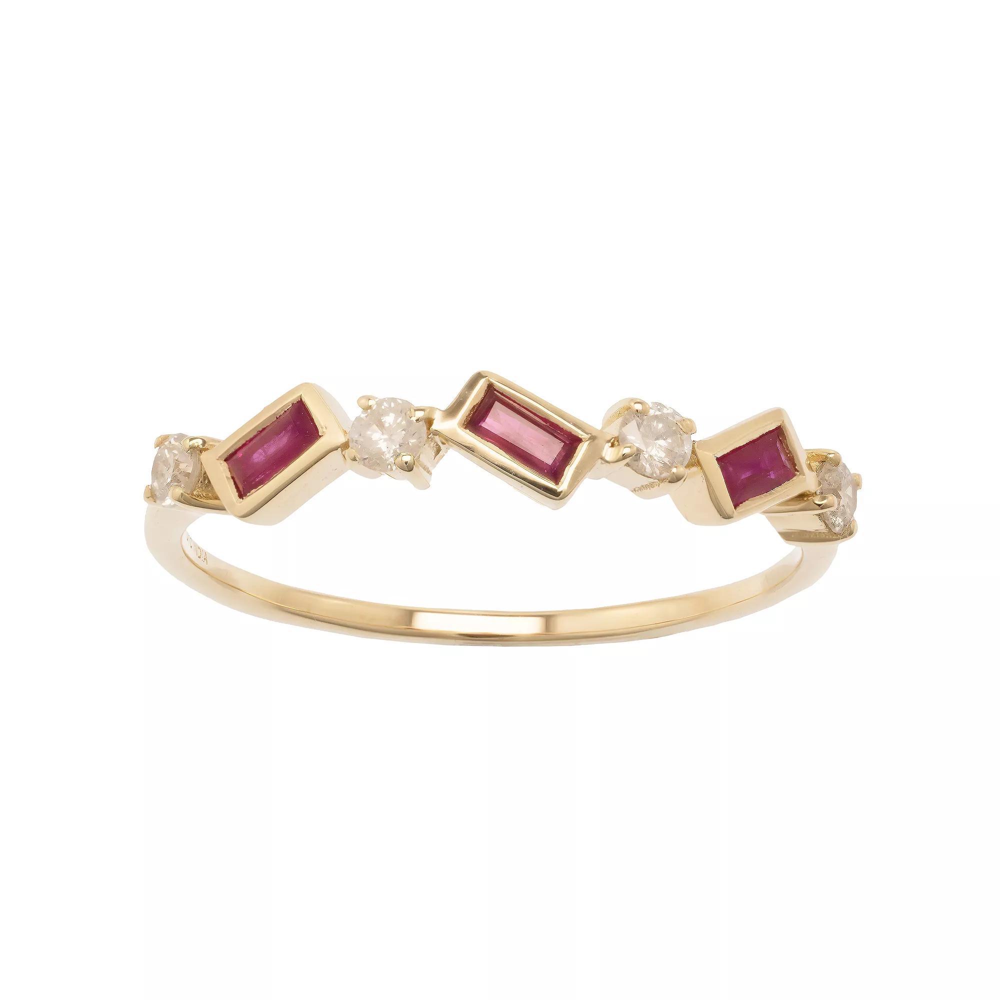 Gemistry 14k Gold Ruby & White Topaz Ring, Women's, Size: 5 Product Image