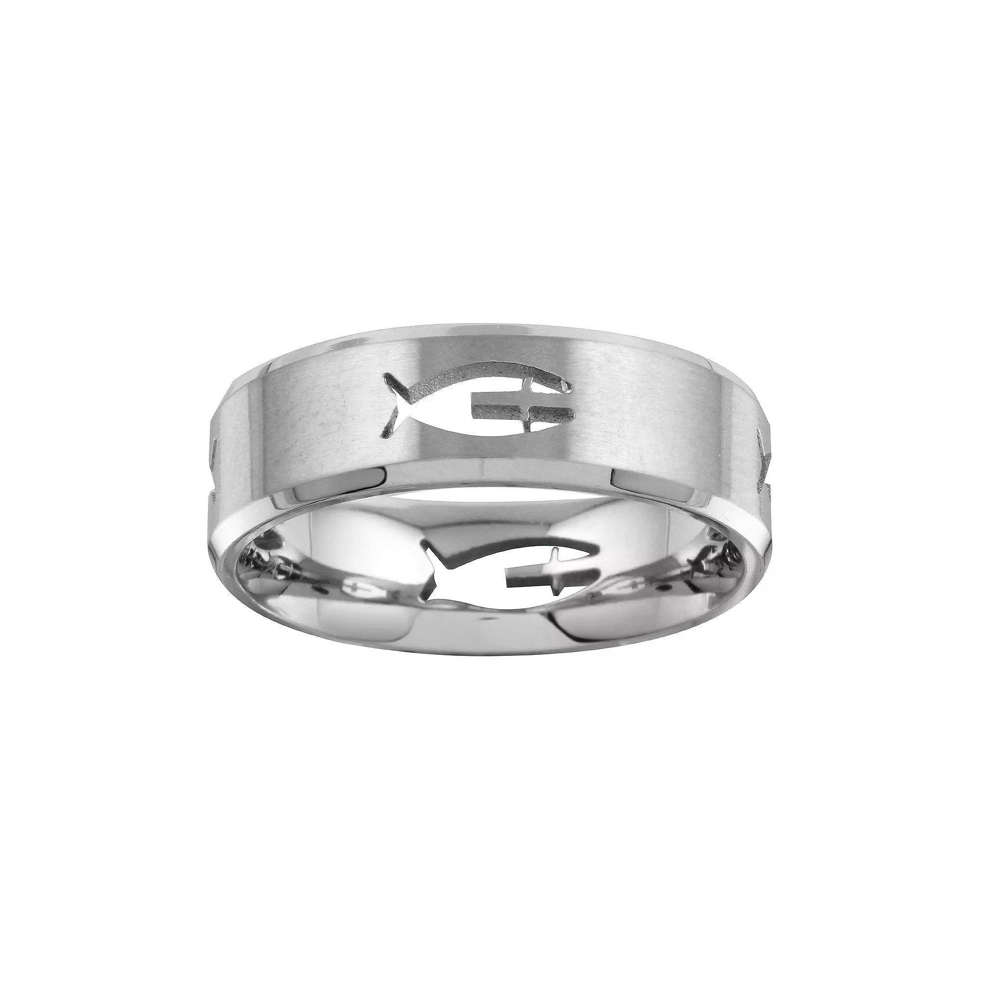 Mens Unbranded Titanium Fish cut out band, Men's, Size: 13, Silver Tone Product Image