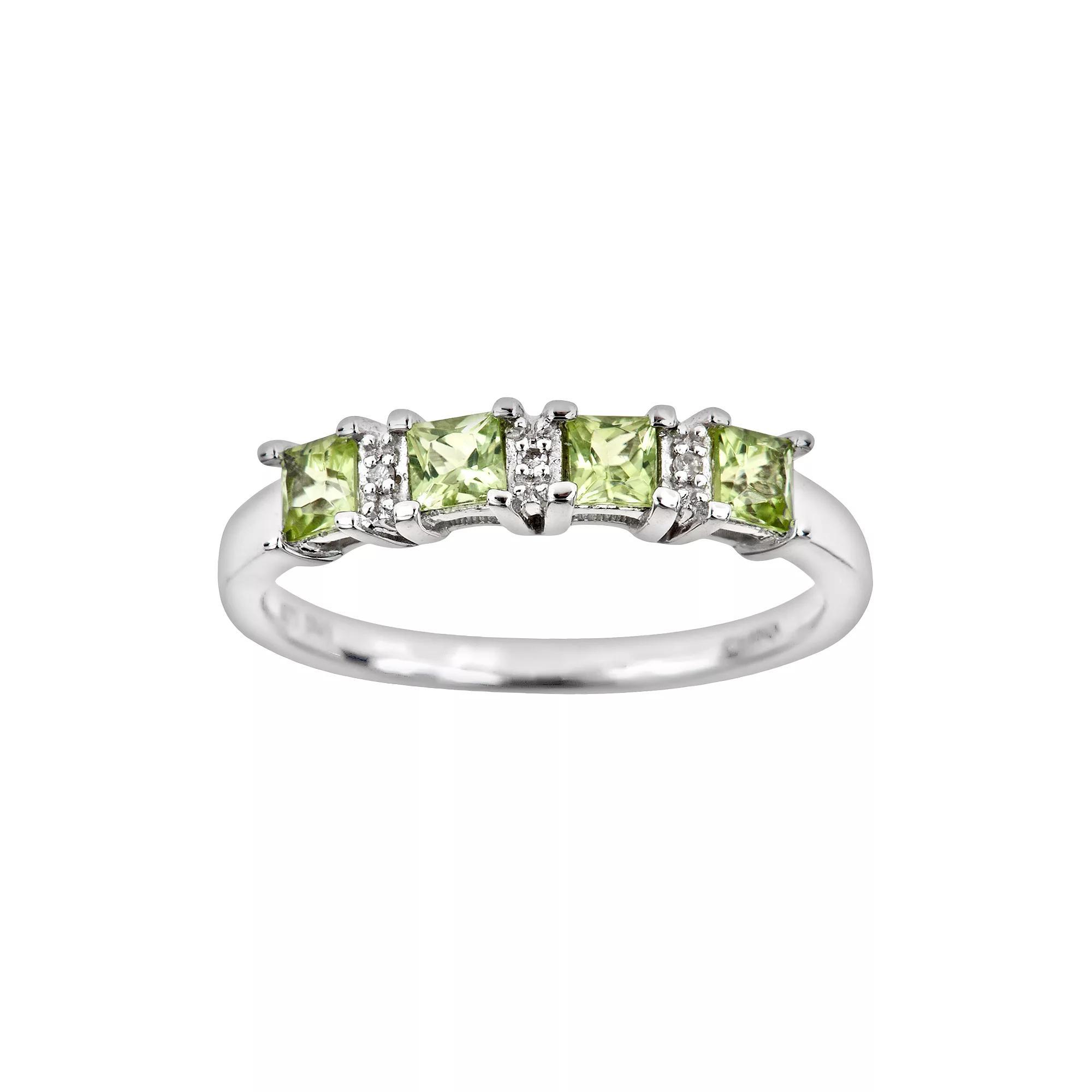 Celebration Gems Sterling Silver Peridot and Diamond Accent Ring, Women's, Size: 6, Multicolor Product Image