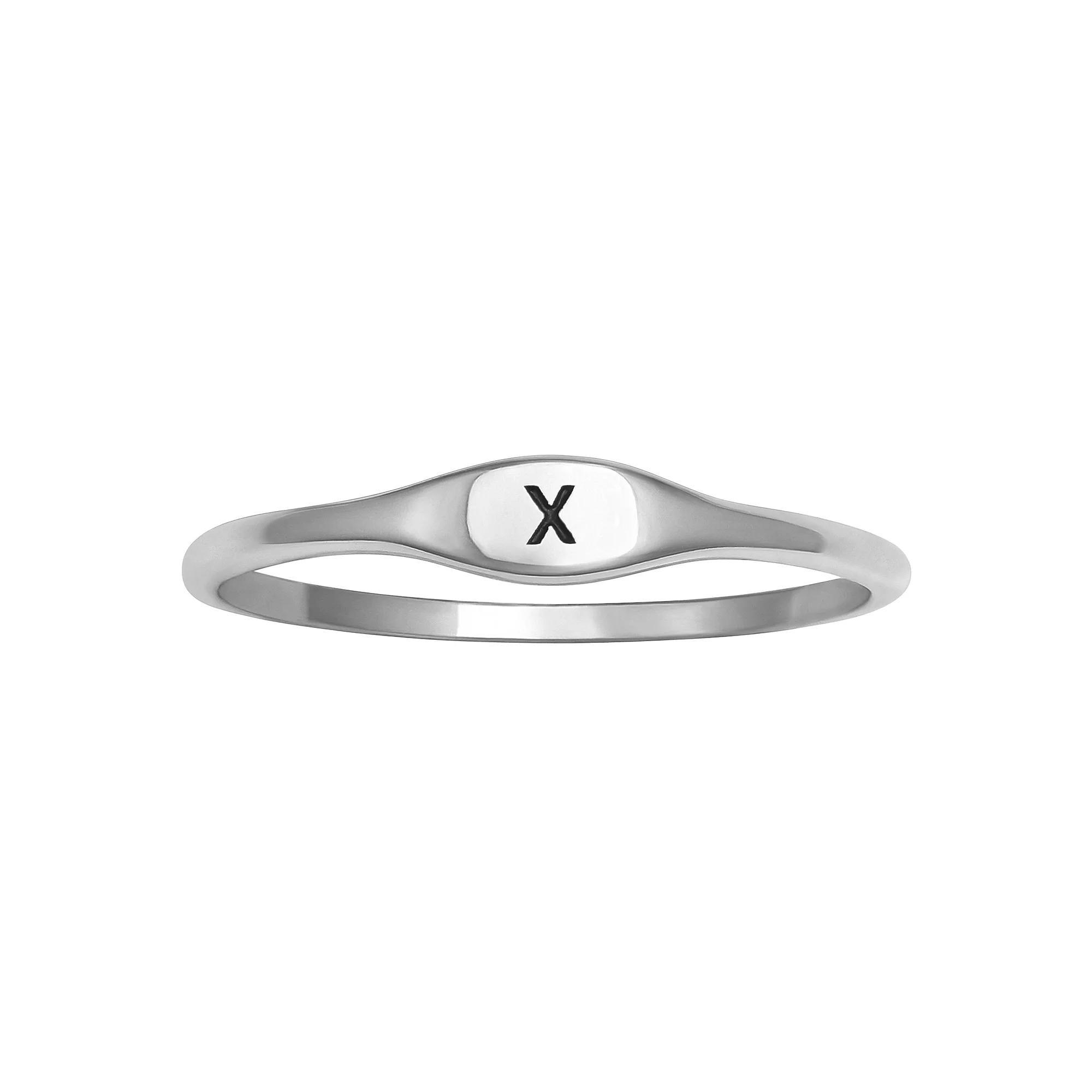 PRIMROSE Polished Oval Oxidized Initial Ring, Women's, Size: 9, Sterling Silver I Product Image