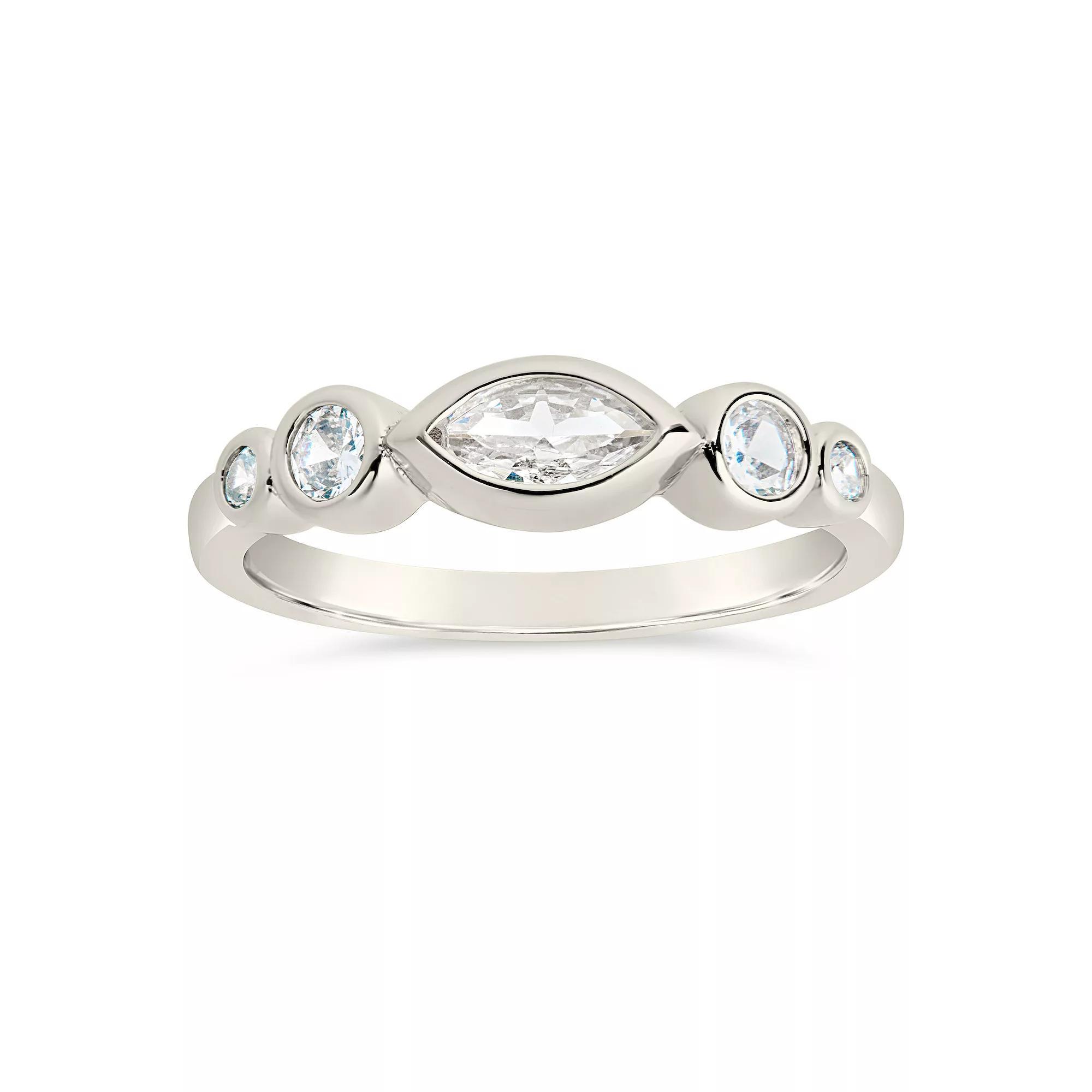 MC Collective Triple Oval Cubic Zirconia Ring, Women's, Size: 9, Silver Tone Product Image