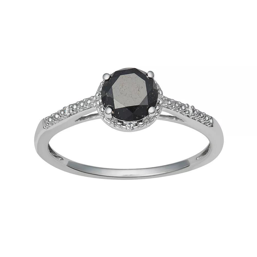 HDI Sterling Silver 1 Carat T.W. Black Diamond Solitaire Ring, Women's, Size: 5 Product Image