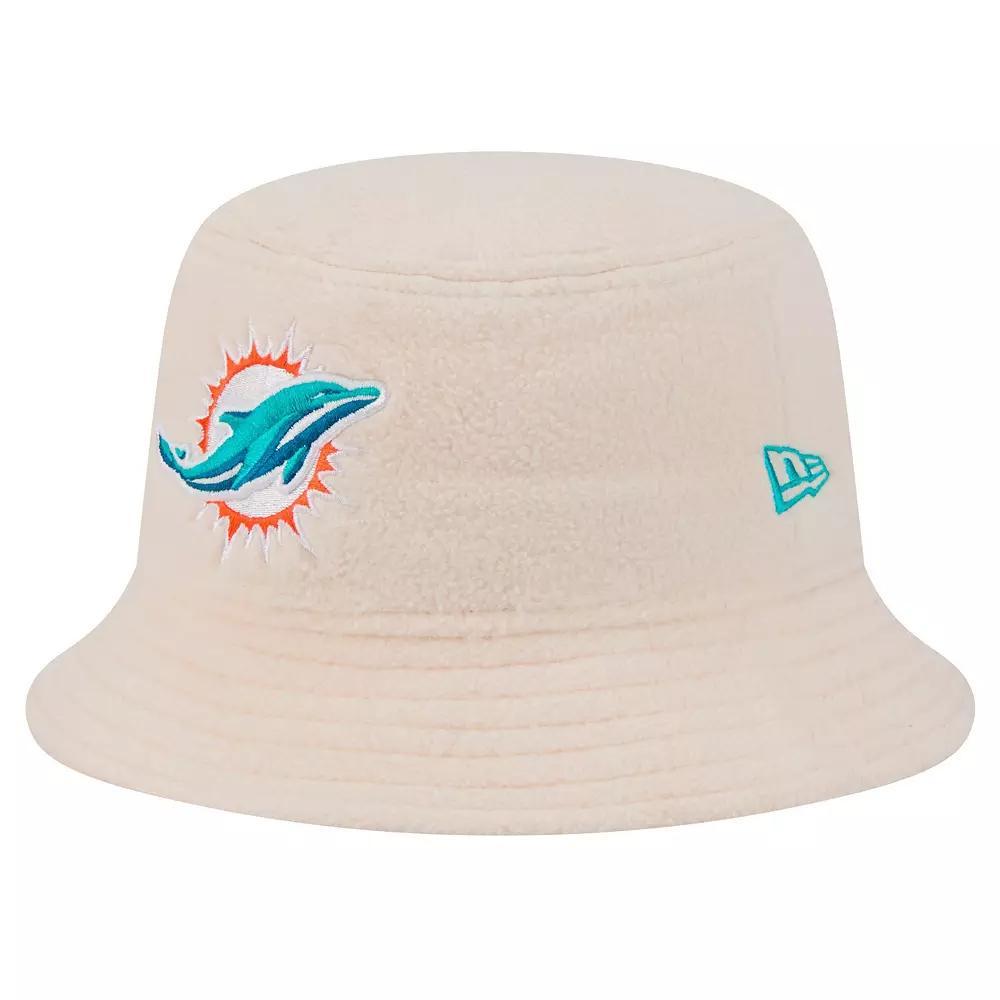 Women's New Era Cream Miami Dolphins Cozy Sherpa Bucket Hat, Size: Medium, Beige Product Image
