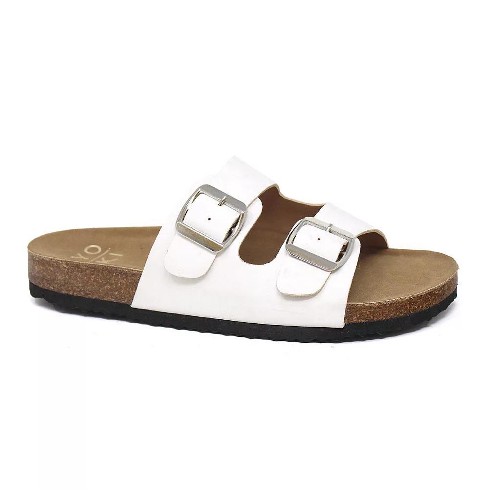 Yoki Gian 91 Women's Double Buckle Slide Sandals, White Product Image