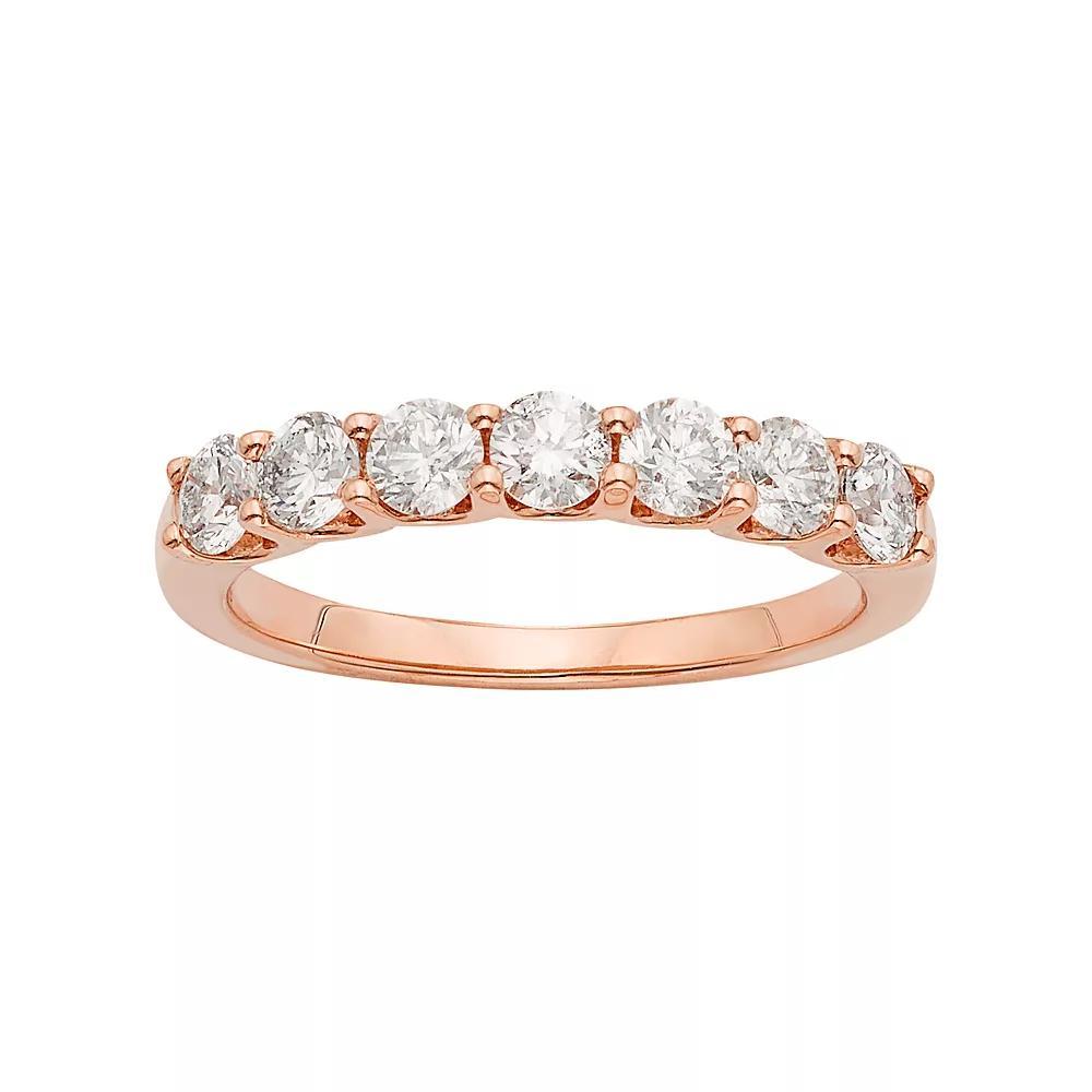 The Regal Collection 14k Rose Gold 1 Carat T.W. IGL Certified Diamond Anniversary Ring, Women's, Size: 6, 14k Pink Product Image