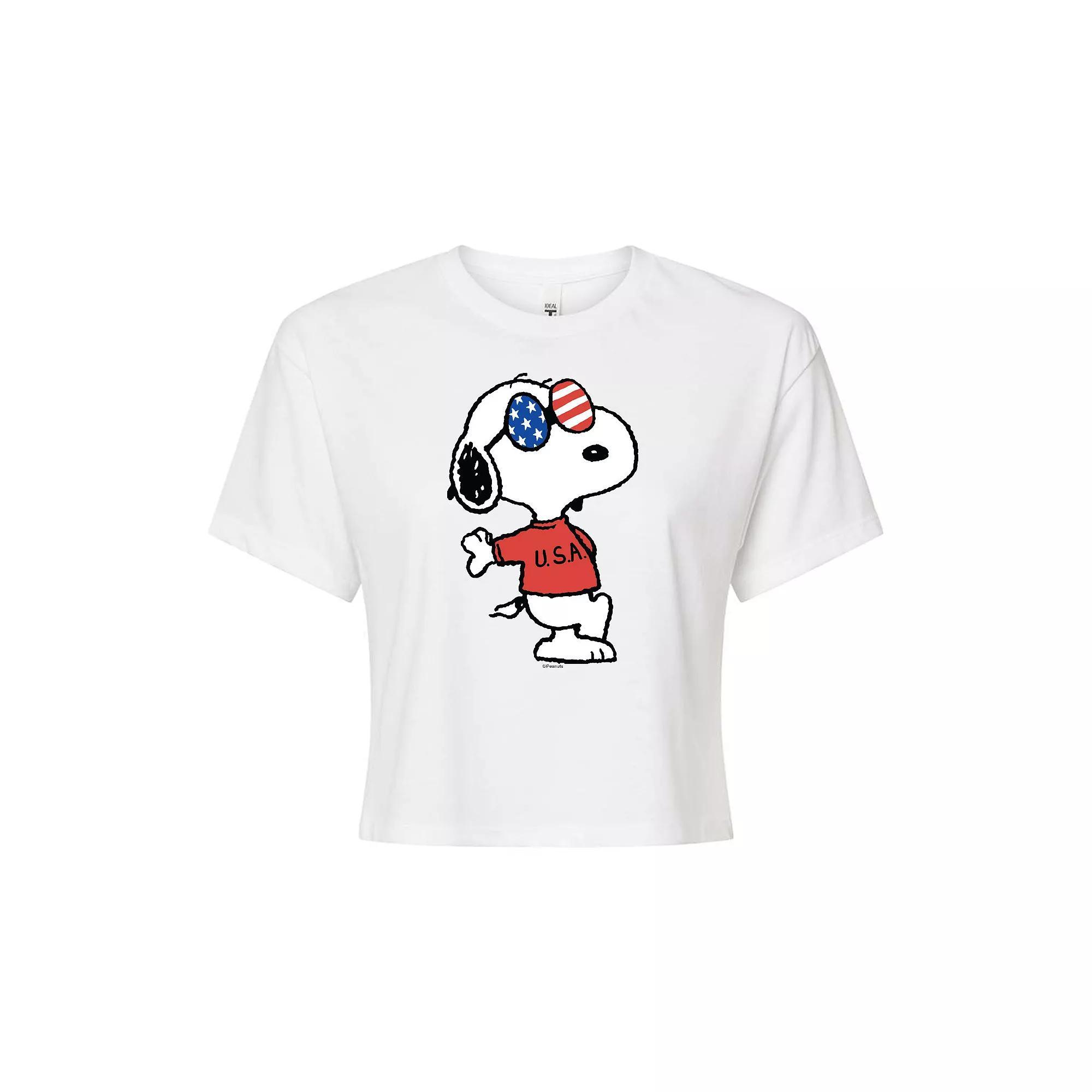 Juniors Peanuts USA Snoopy Cropped Tee, Girls Product Image
