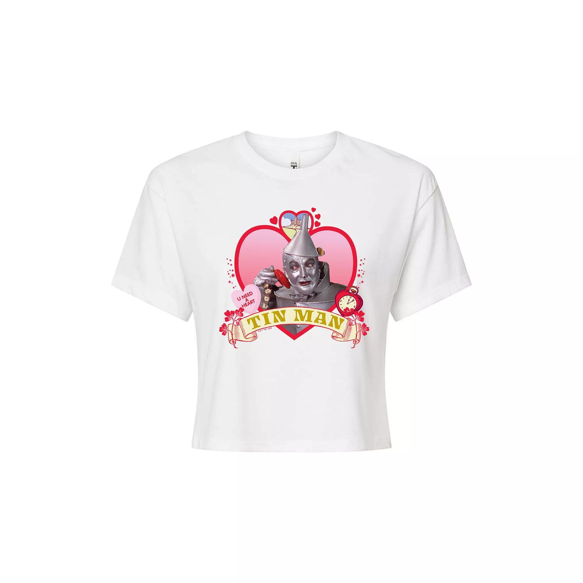 Juniors The Wizard of Oz Tin Man Heart Cropped Tee, Girls Product Image