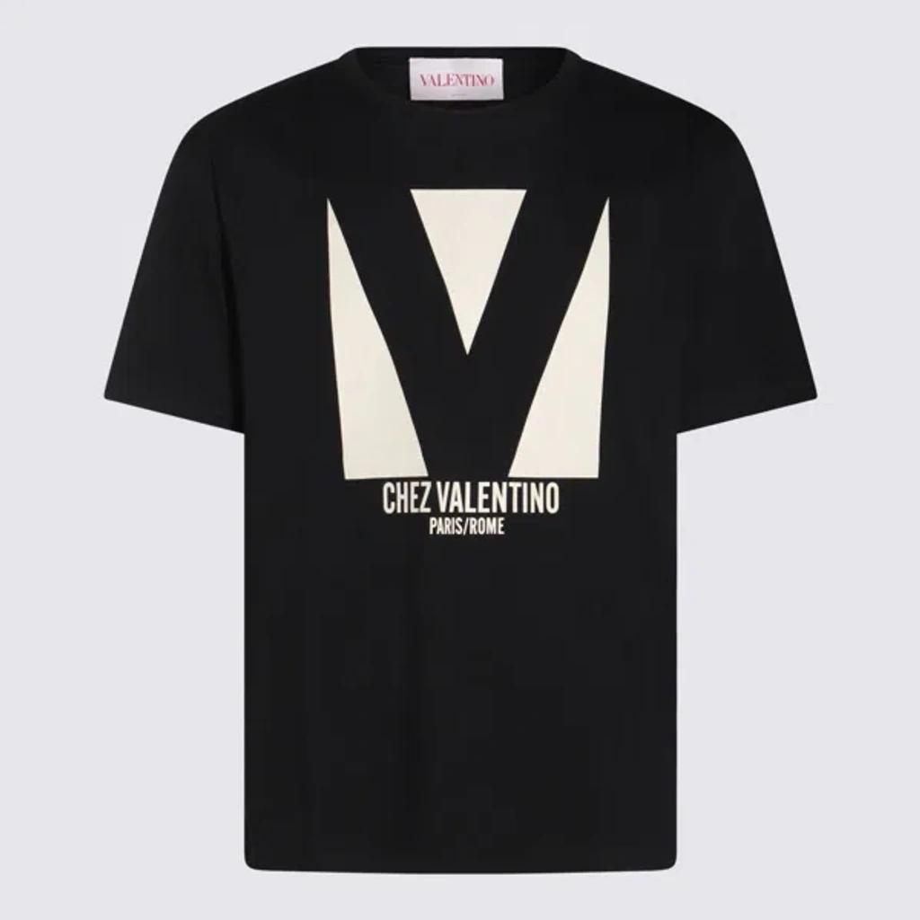 VALENTINO Crew Neck Short Sleeves T-shirts In Black Product Image