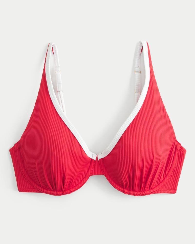 Curvy High Apex Ribbed Underwire Bikini Top Product Image