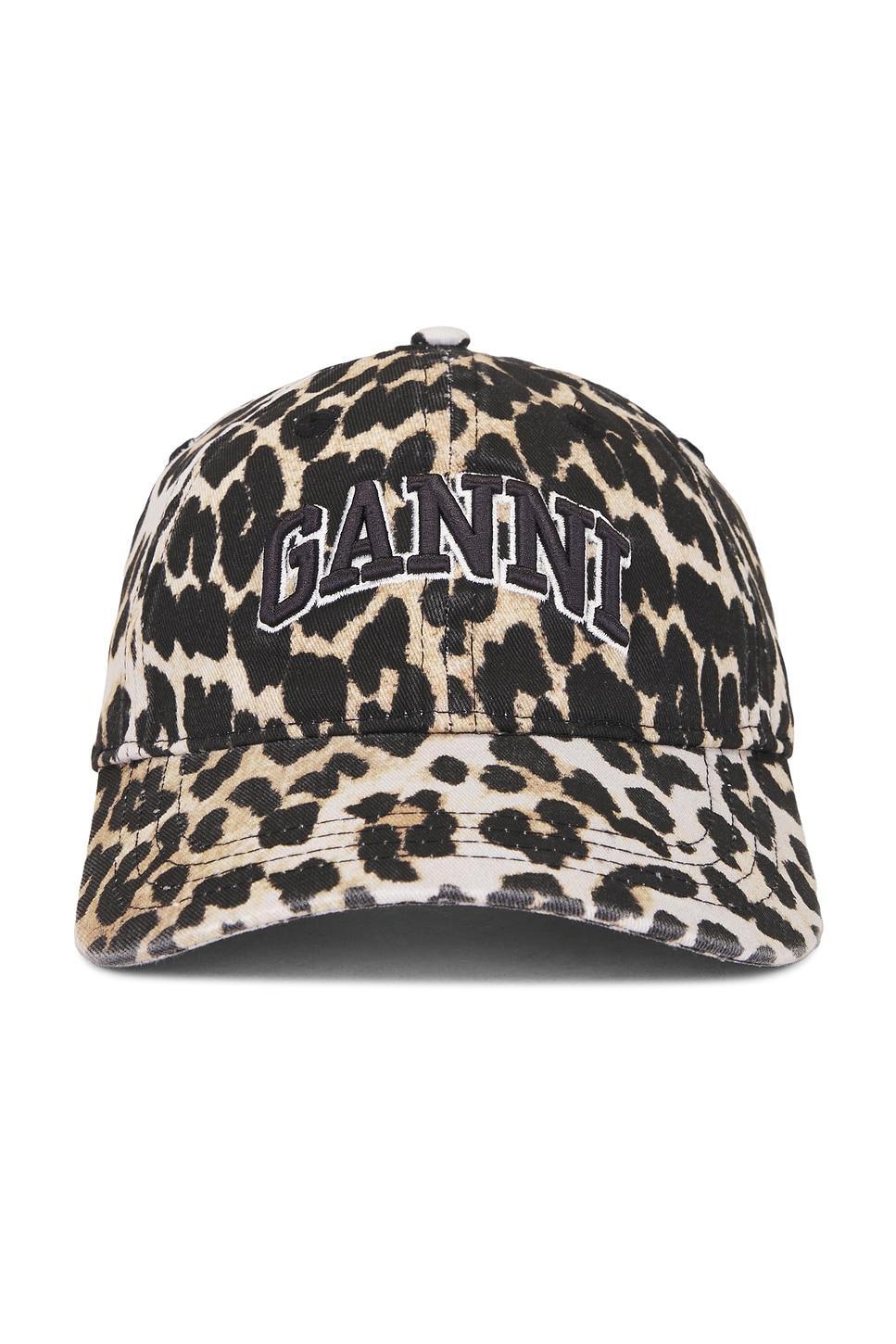 Washed Cotton Canvas Embroidered Cap Ganni Product Image