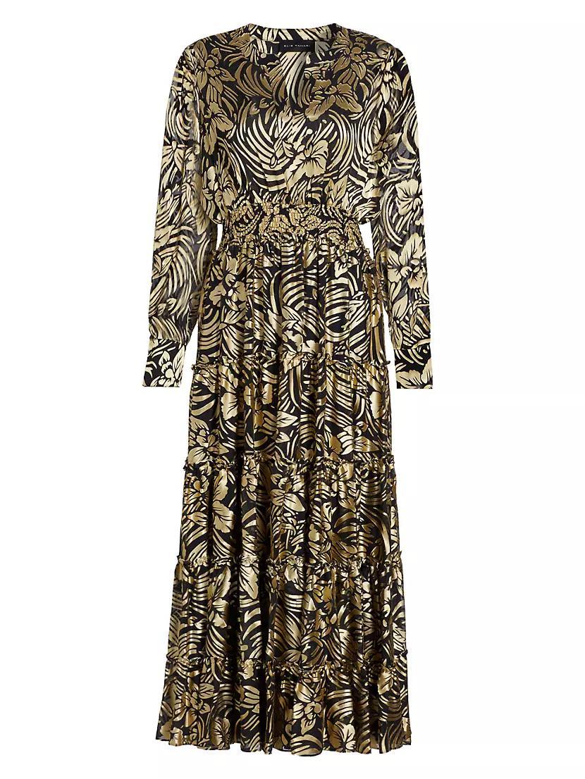 The Francesca Metallic Burnout Tiered Midi-Dress Product Image