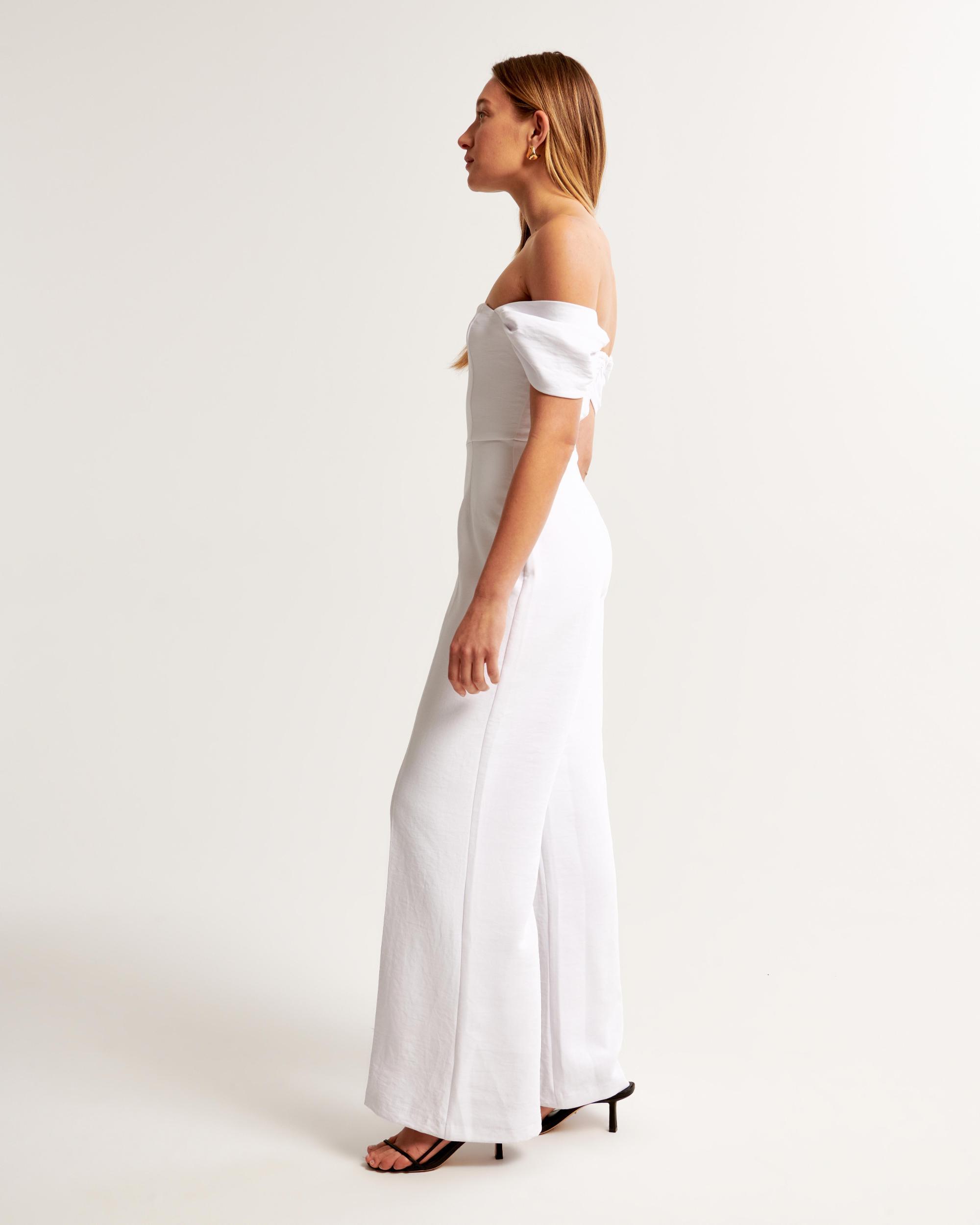 Off-The-Shoulder Premium Crepe Jumpsuit Product Image