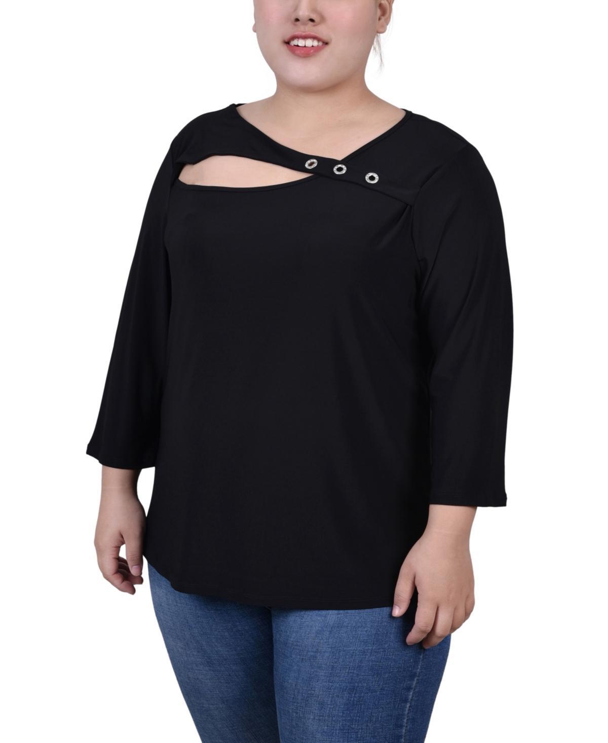 Ny Collection Plus Size 3/4 Sleeve Cutout Top Product Image