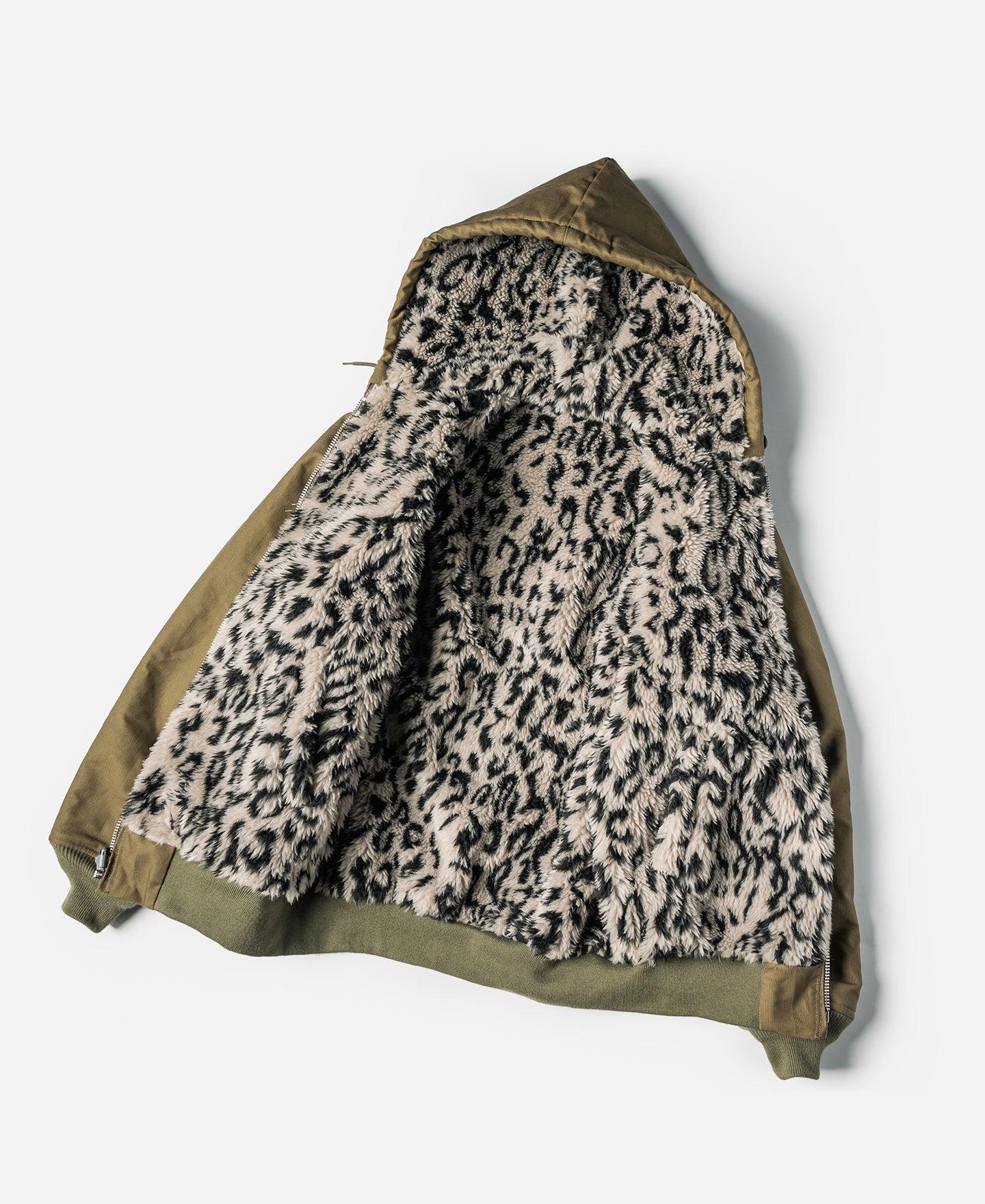 Leopard Print Reversible Deck Jacket - Khaki Product Image