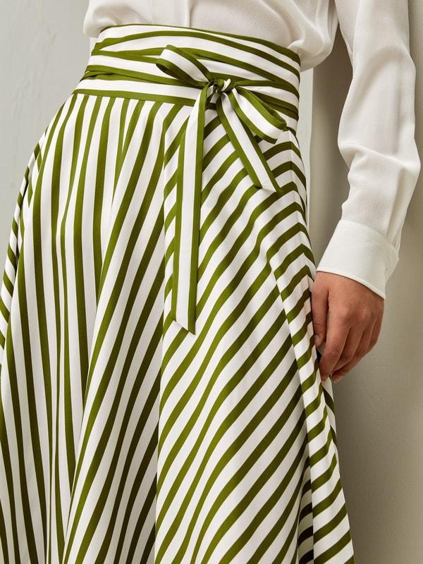 Silk Striped Midi Skirt Product Image