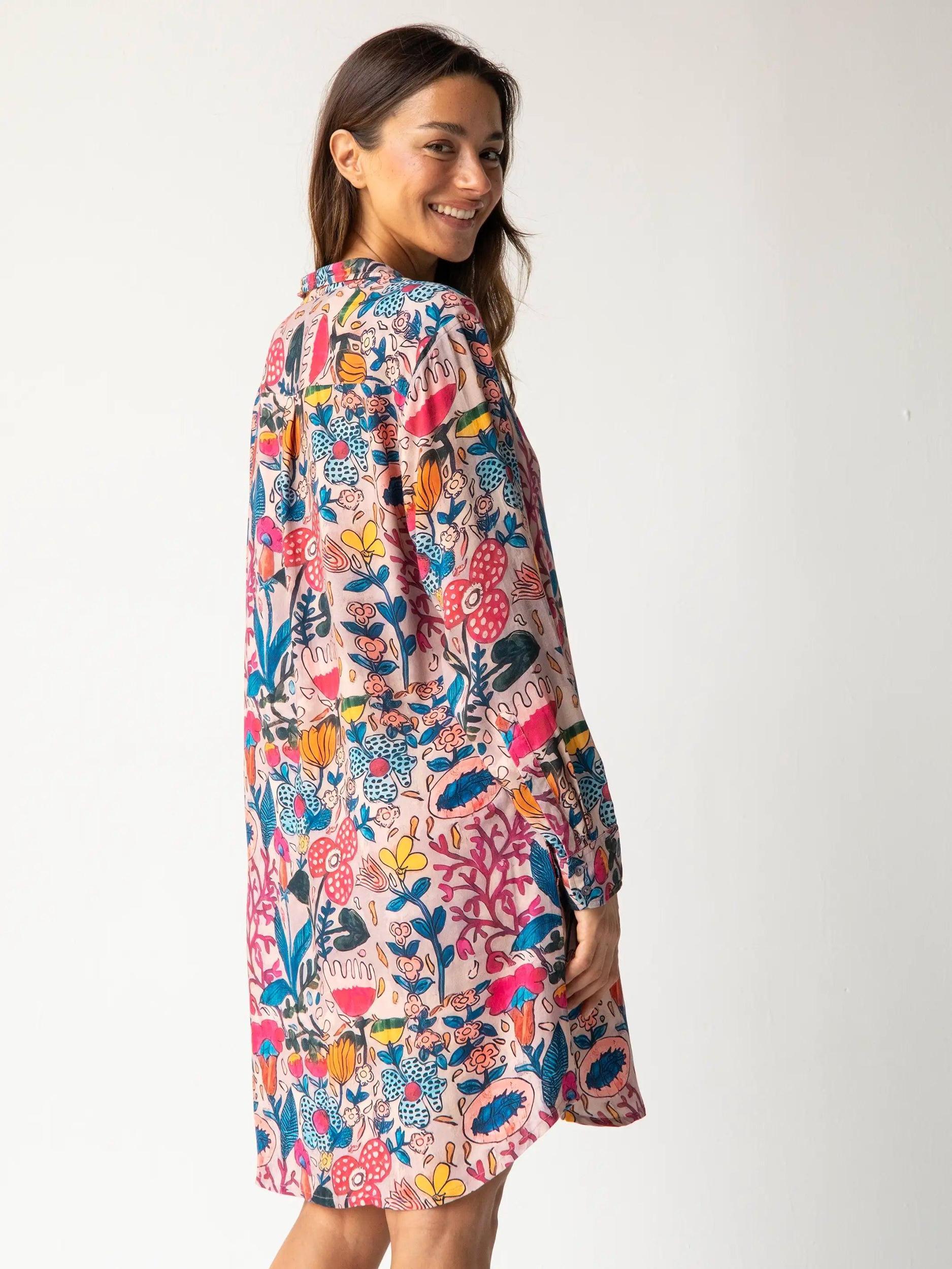 Georgia Shirt Dress - Light Pink Multi Floral Product Image