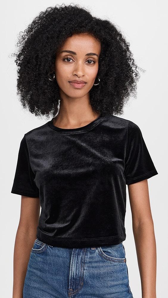 L'AGENCE Donna Velvet Crop Crew Neck Tee | Shopbop Product Image