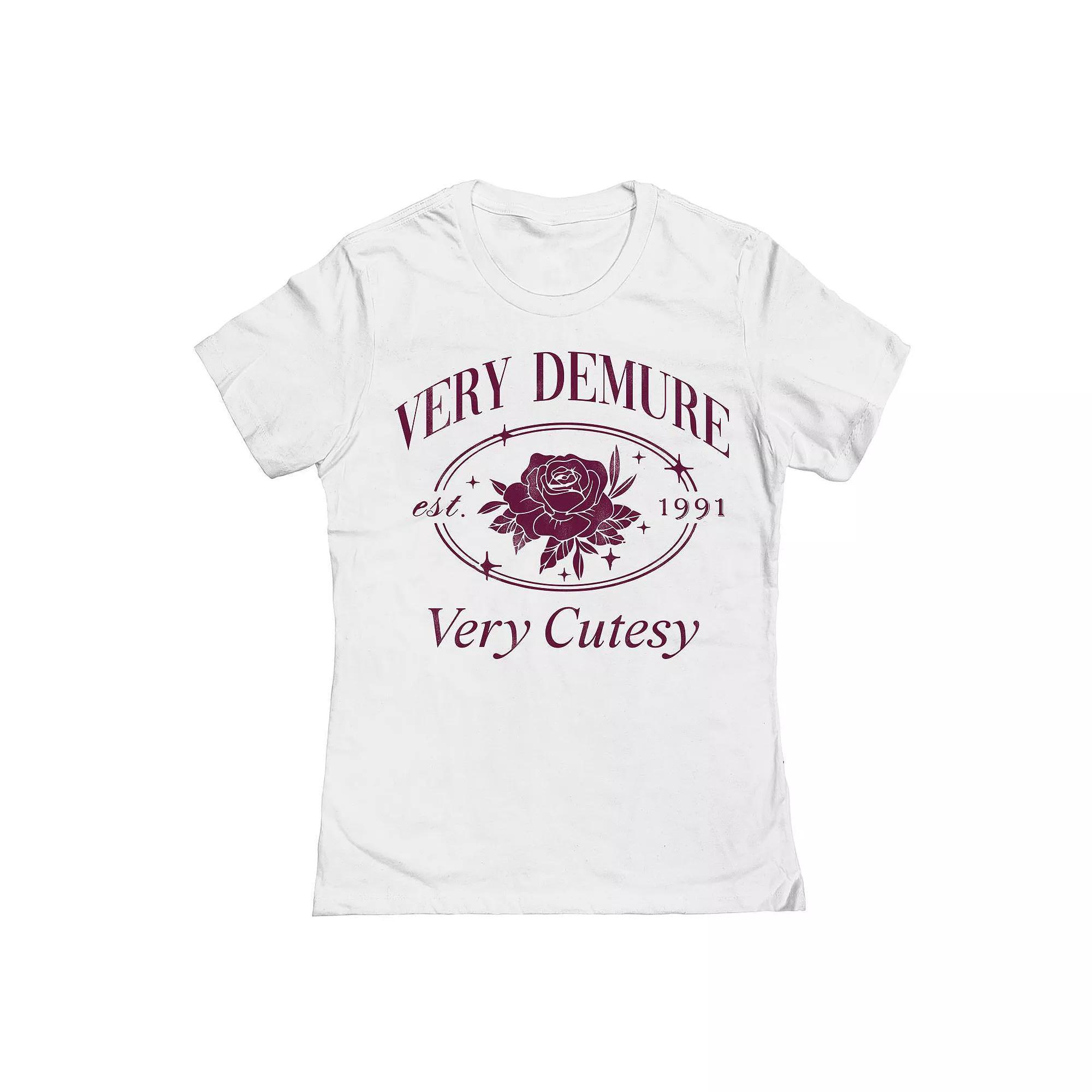 Junior's Grayson Threads The Label Very Demure Cutesy Rose Graphic Tee, Girl's, Size: Small, White Product Image