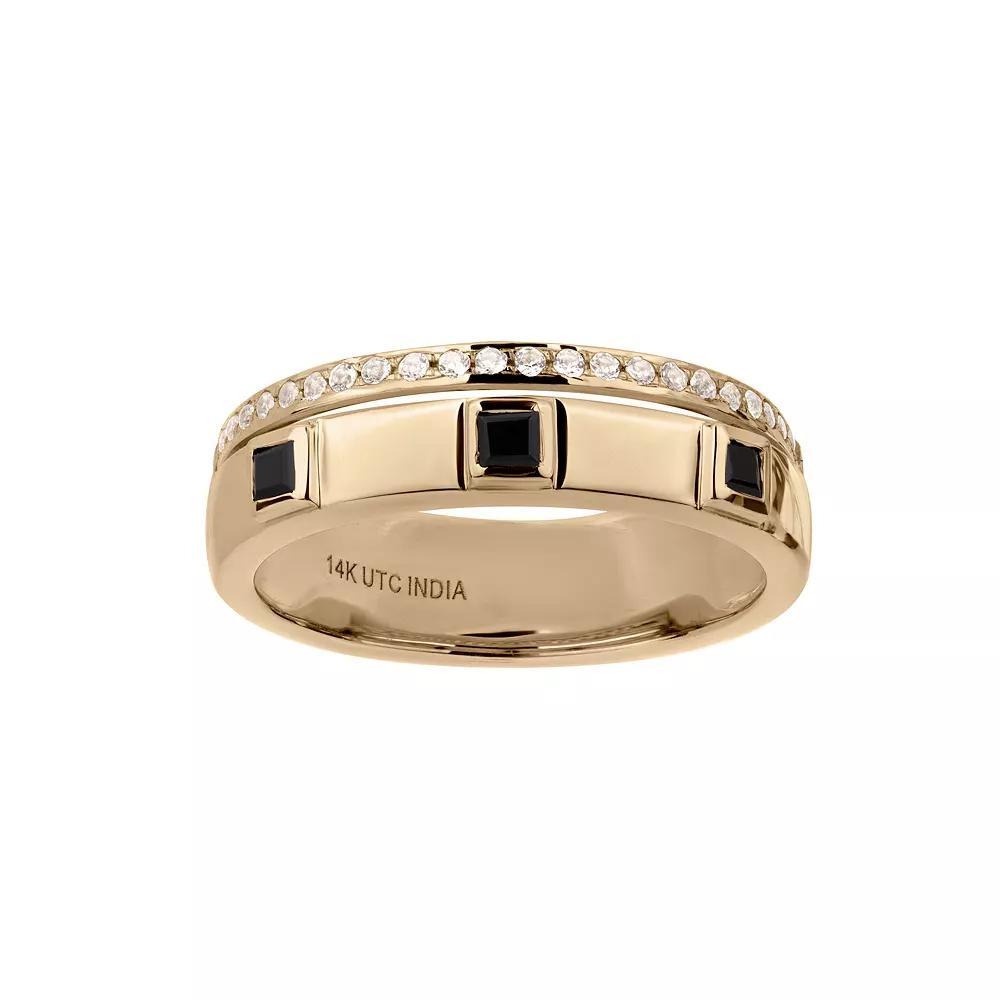 Gemistry 14k Gold Black Onyx & White Topaz Band Ring, Women's, Size: 7 Product Image
