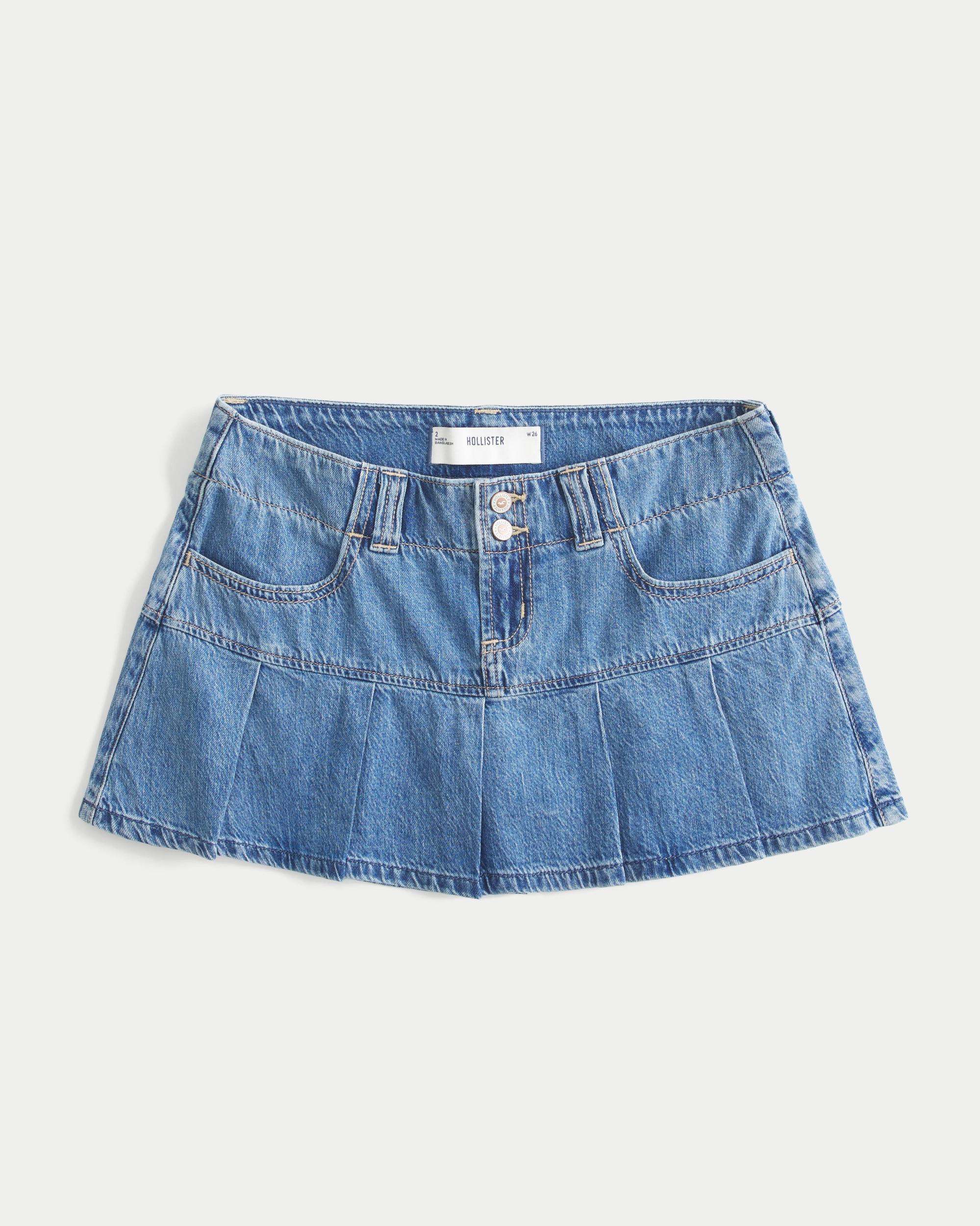 Pleated Denim Mini Skort Product Image