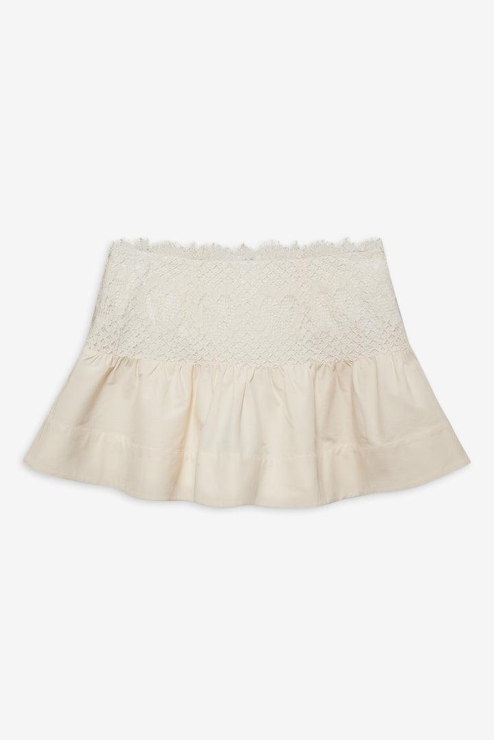Doily Lace Mini Skirt — Ivory Product Image