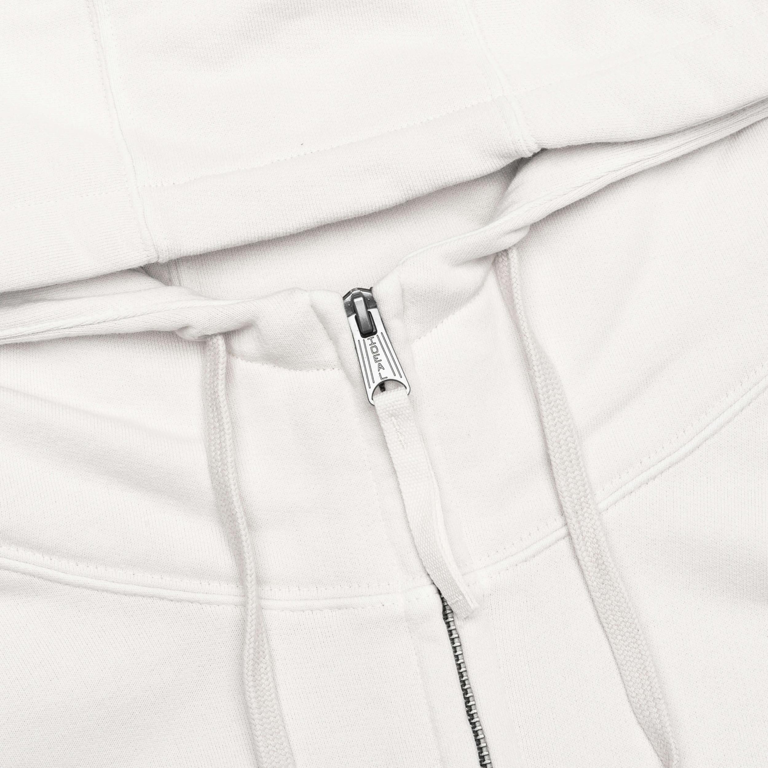 Reverse Applicated Stitch Logo Zipped Hoodie - Ecru Male Product Image