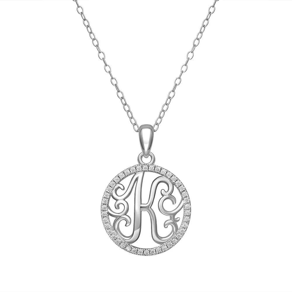 PRIMROSE Sterling Silver Cubic Zirconia Initial Pendant Necklace, Women's, Size: 18" Product Image
