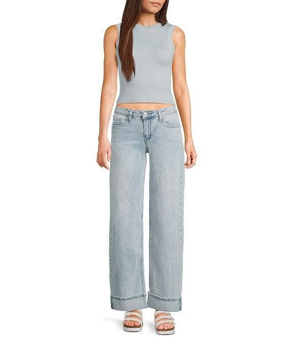 YMI Jeanswear Low Rise Loose Fit Cuffed Wide Leg Jeans Product Image
