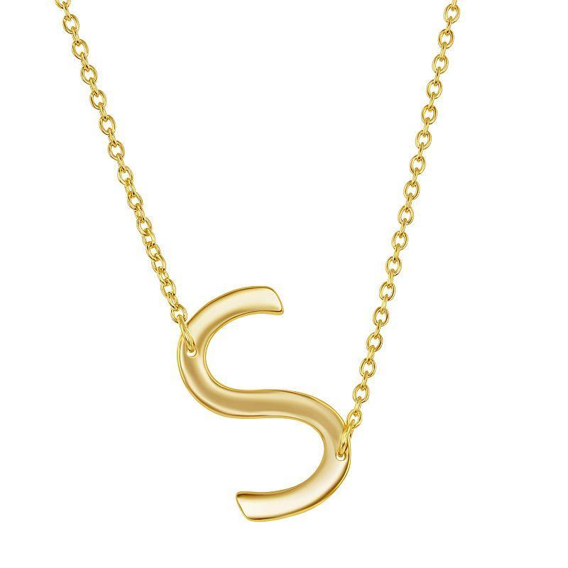 Sterling Silver Sideways Initial Necklace, Women's, Size: 16-18" ADJ, Gold Tone Z Product Image