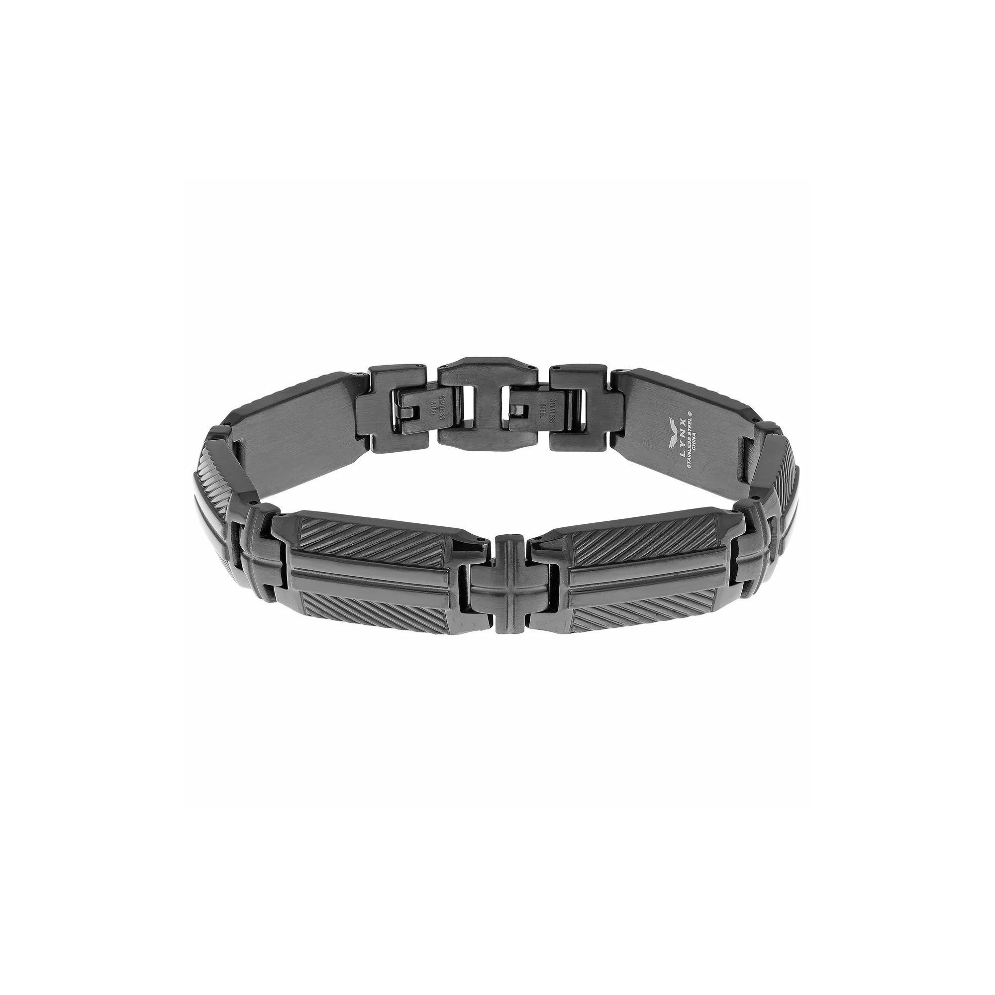 LYNX Men's Stainless Steel Textured Bracelet, Size: 9 Product Image
